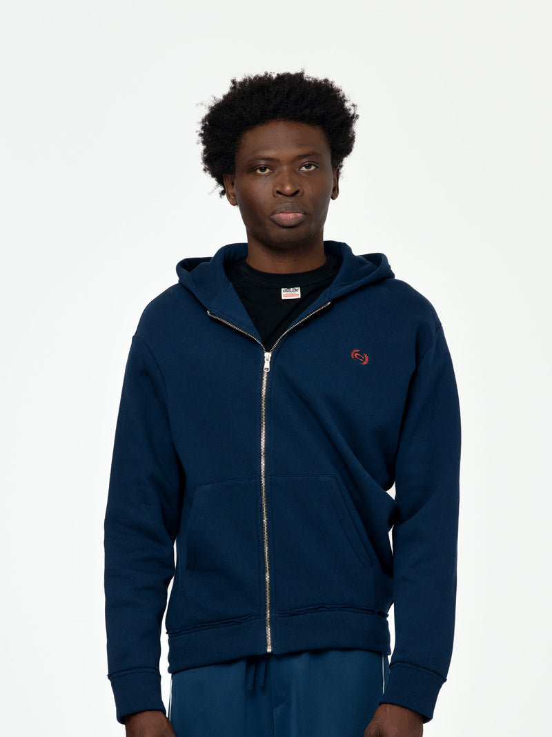 Twisted Zip-Up Hoodie (Navy)