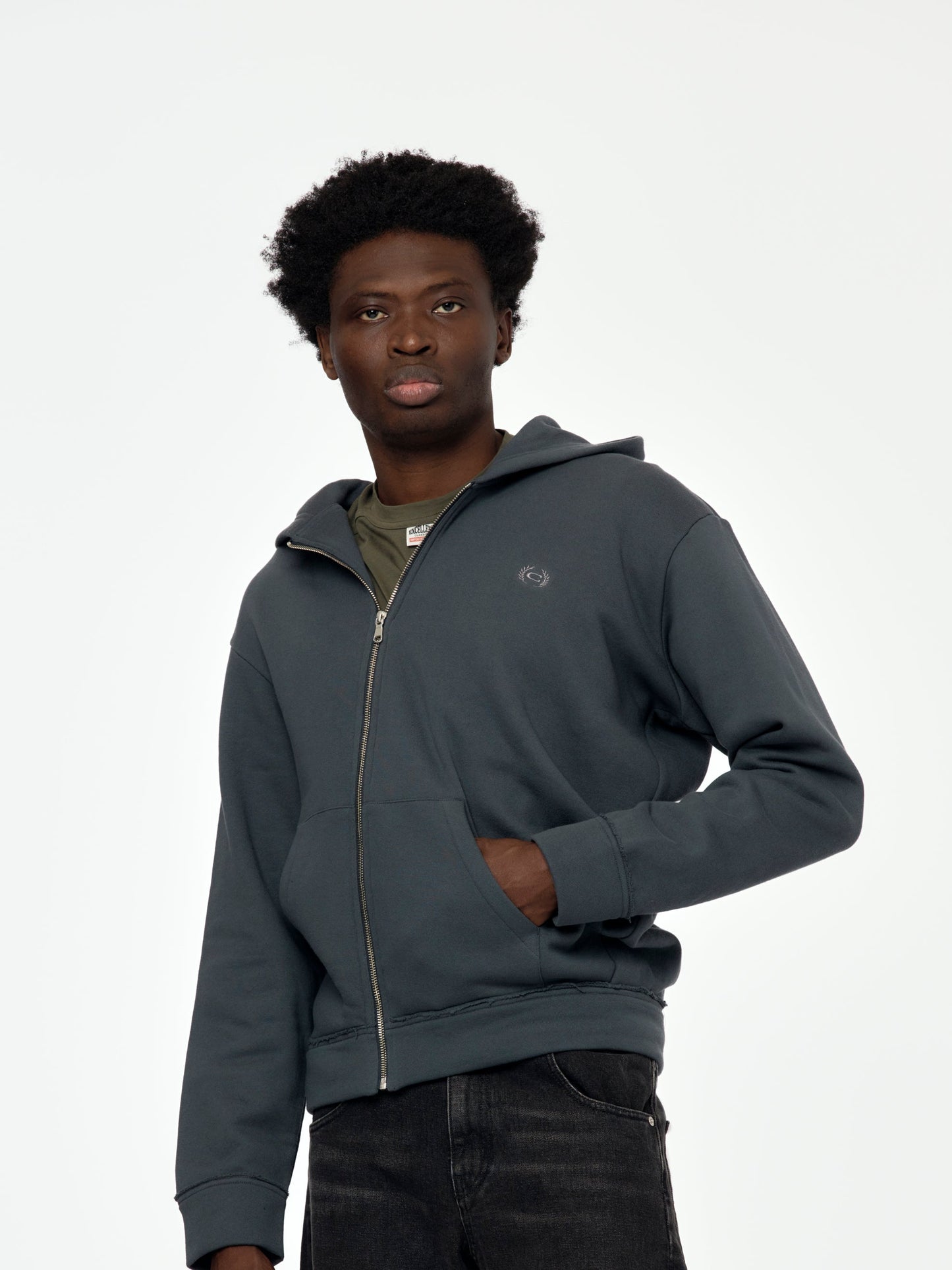 Twisted Zip-Up Hoodie (Charcoal)