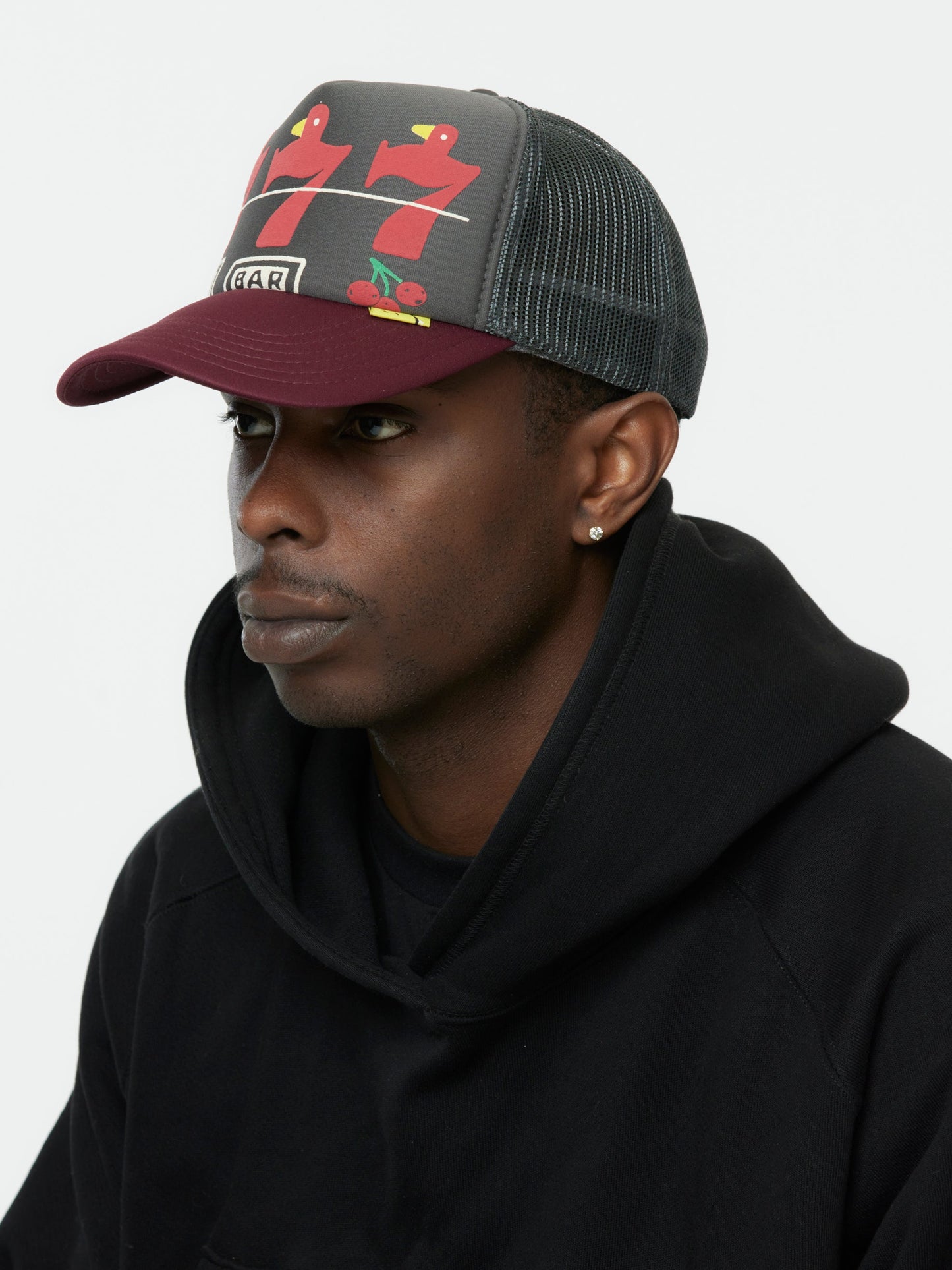 Lucky Battery Bird Trucker Crew (Charcoal/Burgandy)