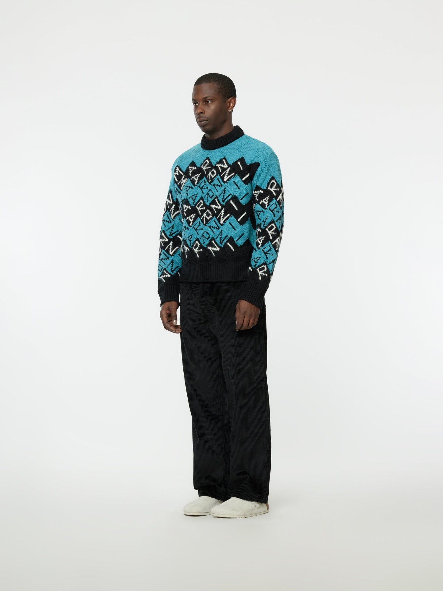 All Over Block Roundneck Sweater (Black)