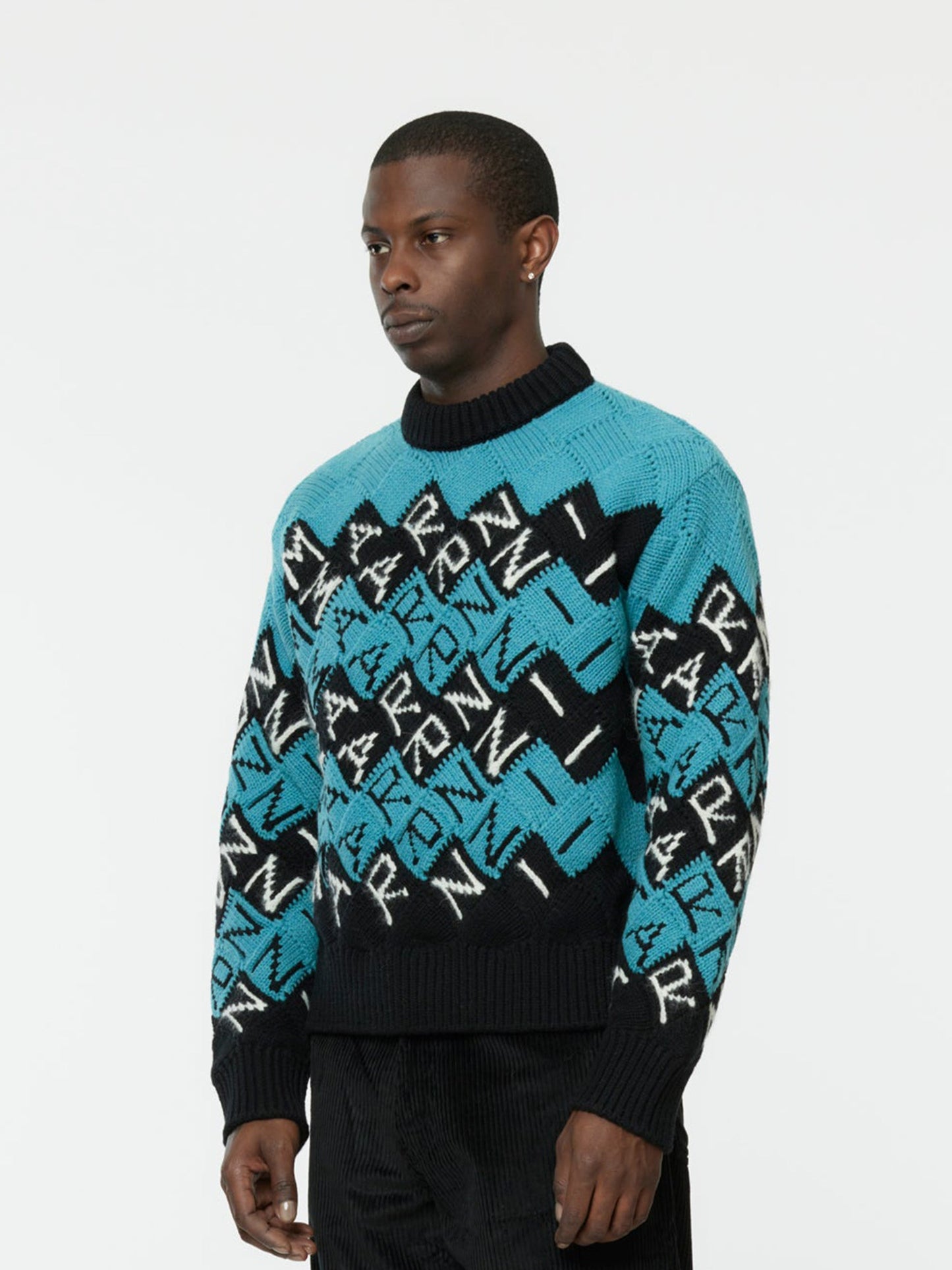 All Over Block Roundneck Sweater (Black)