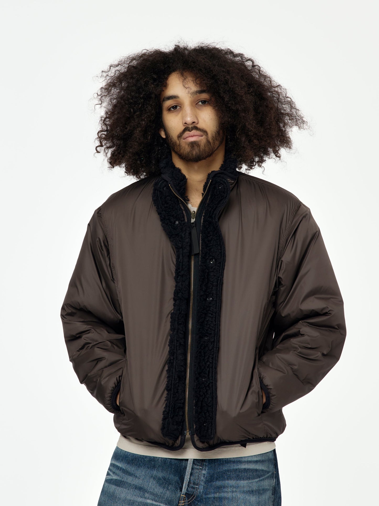 BONE Boa Fleece Reversible Blouson (Black)