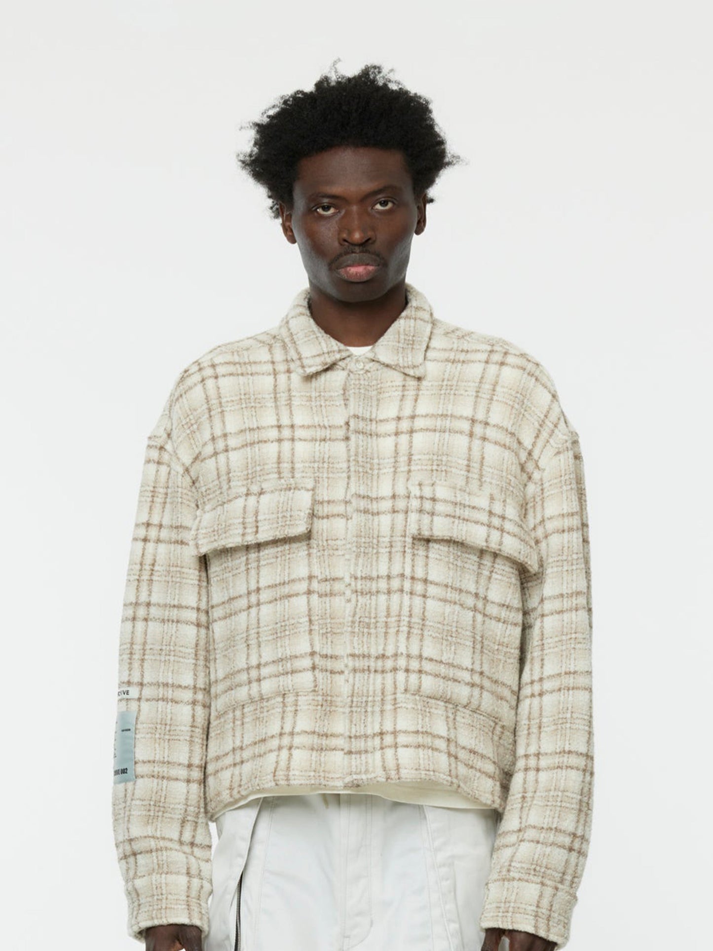 Flap Pocket Check Shirt (Khaki)