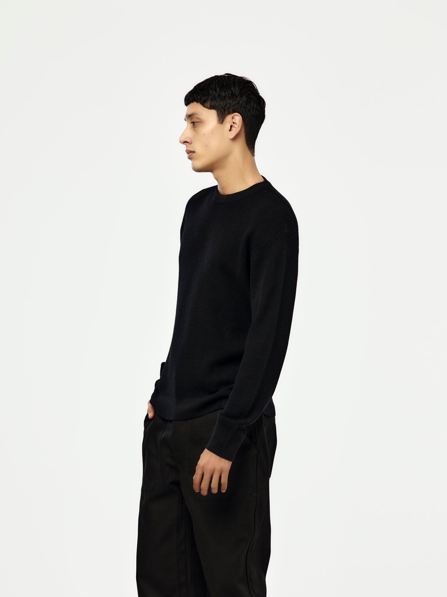 Portland Fine Waffle Jumper (Black)