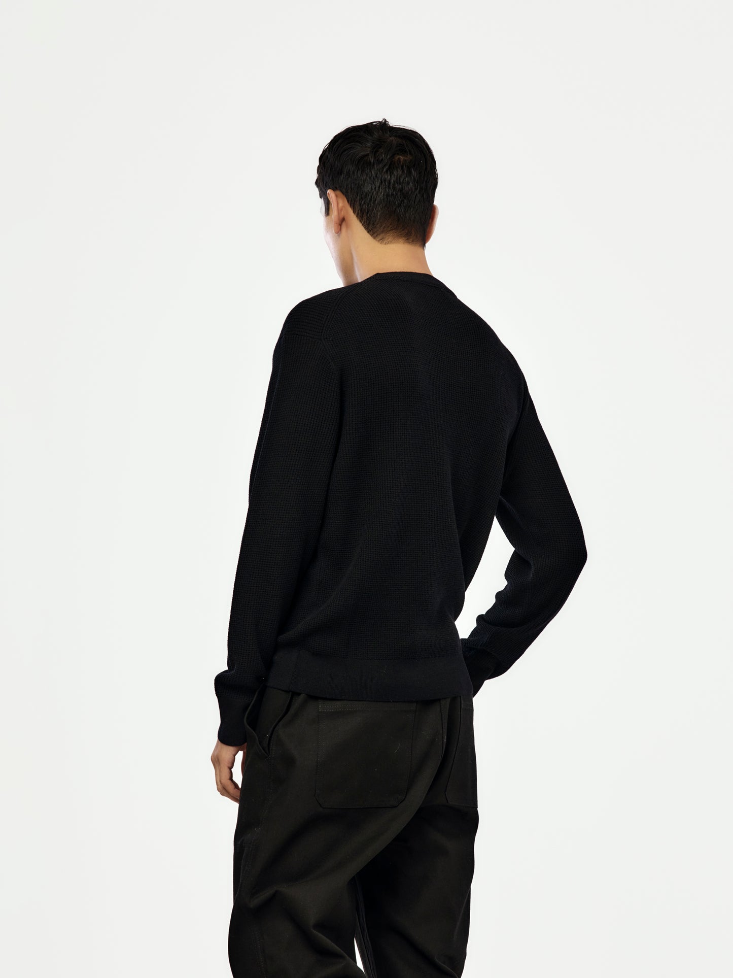 Portland Fine Waffle Jumper (Black)