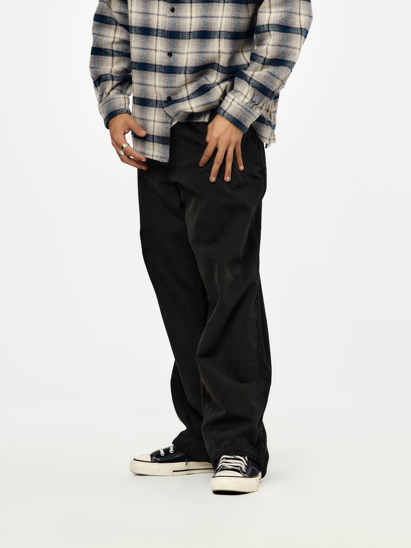 Washed Cotton Silk Linen HBT M-51 Over Pants (BLACK) (SIS)