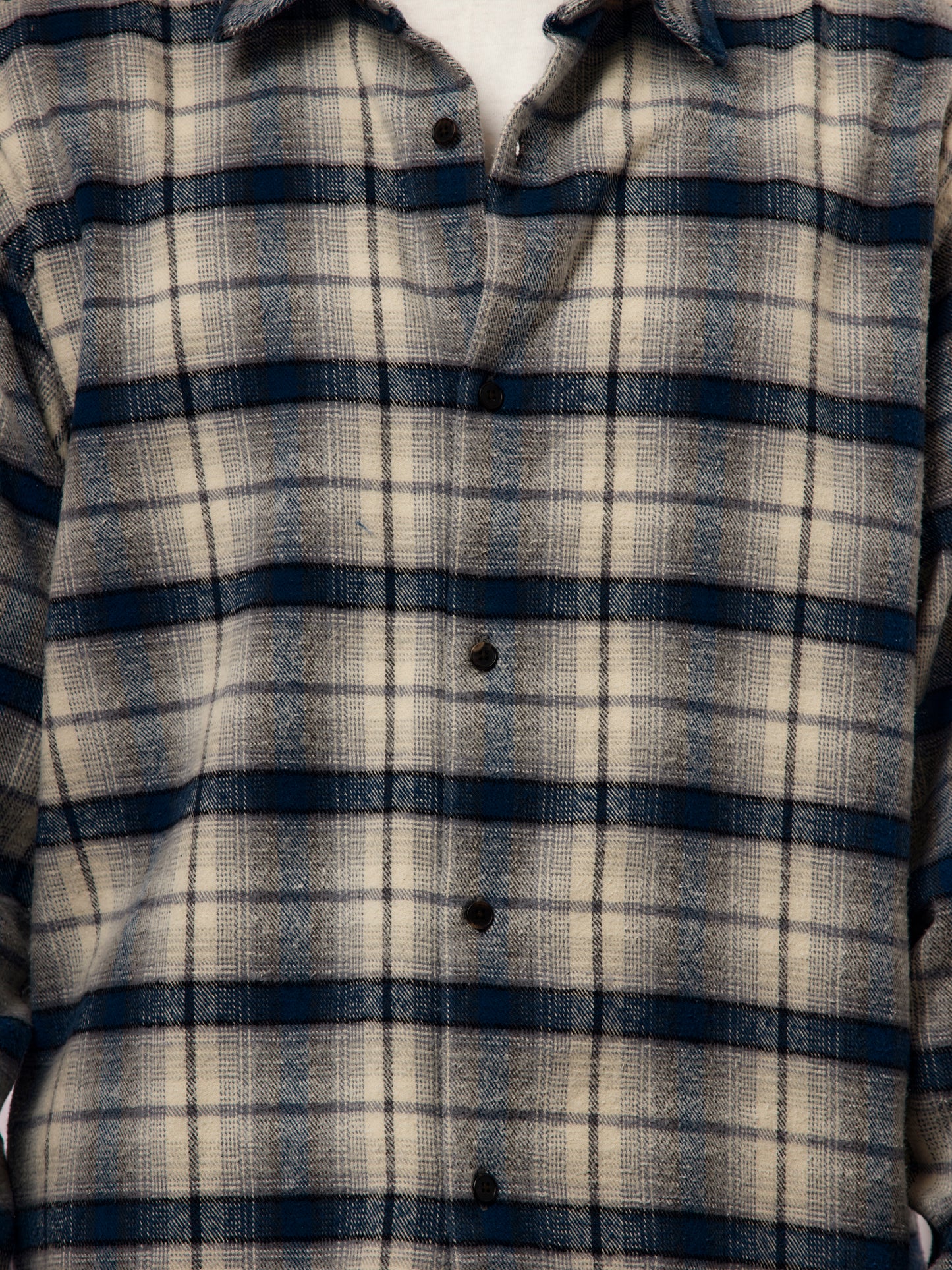 Vintage Cotton Silk Nep Twill Check Shirt (Navy) (SIS)