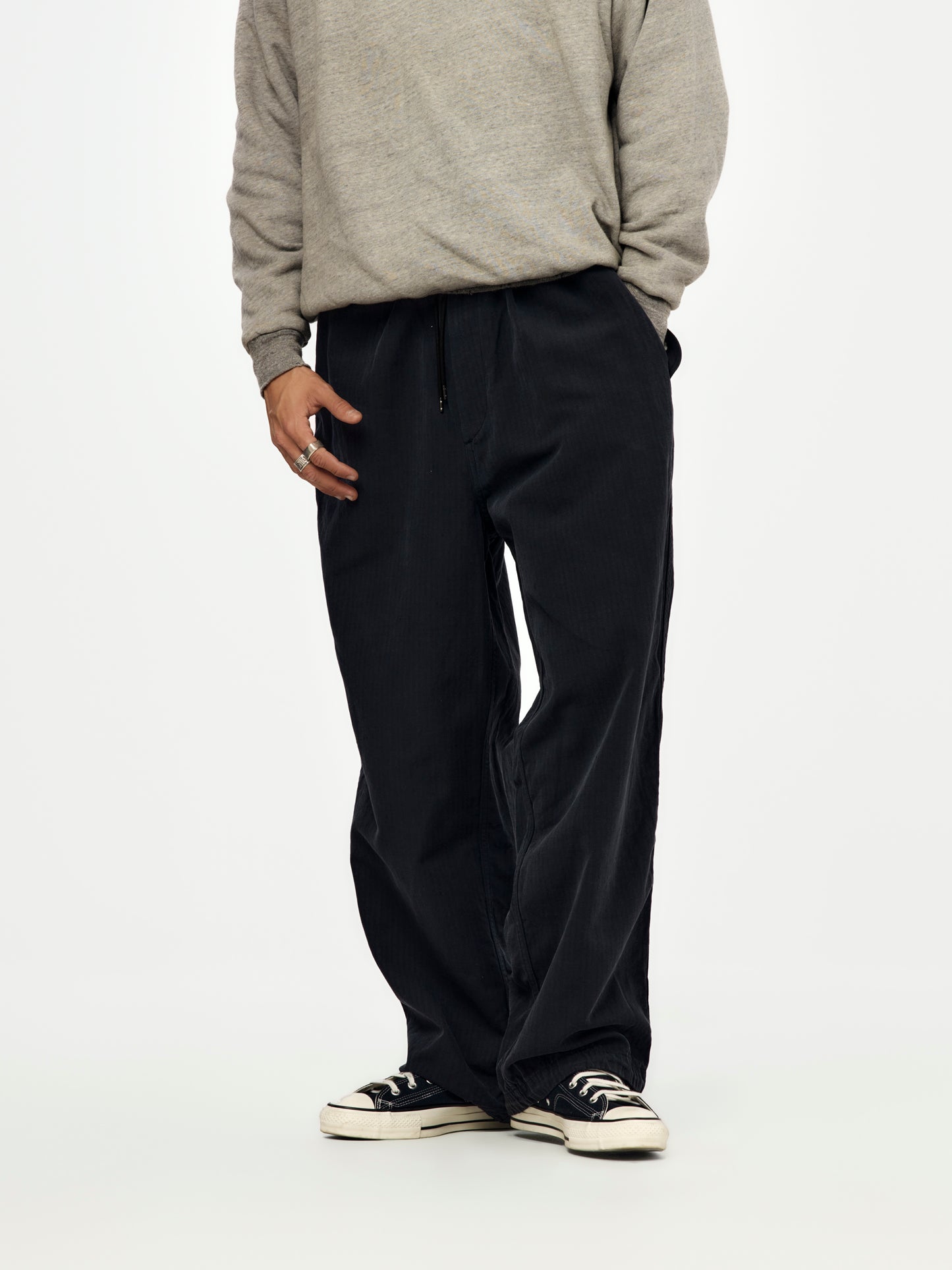 Washed Cotton Silk Linen HBT M-51 Over Pants (NAVY) (SIS)