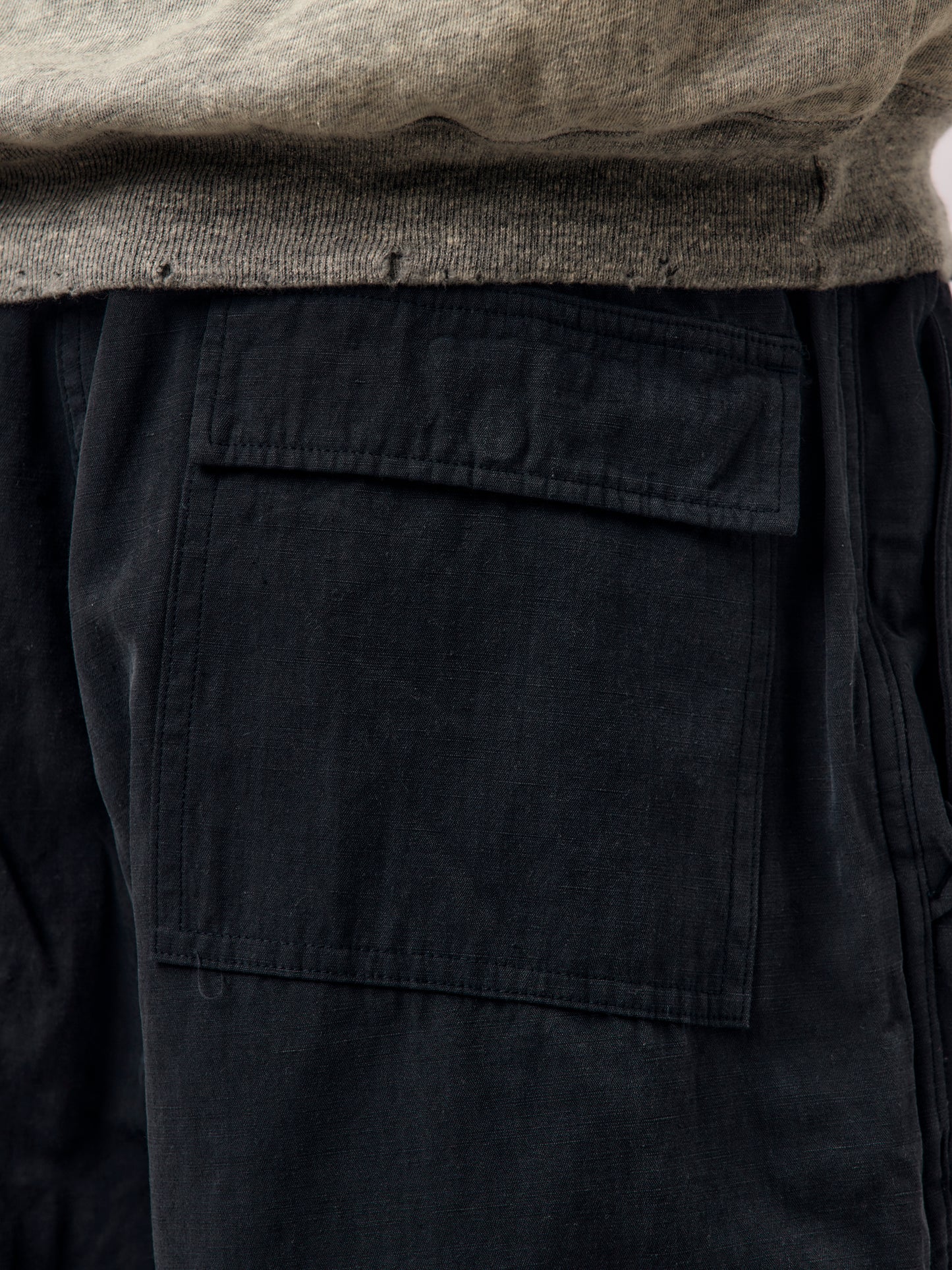 Washed Cotton Silk Linen HBT M-51 Over Pants (NAVY) (SIS)