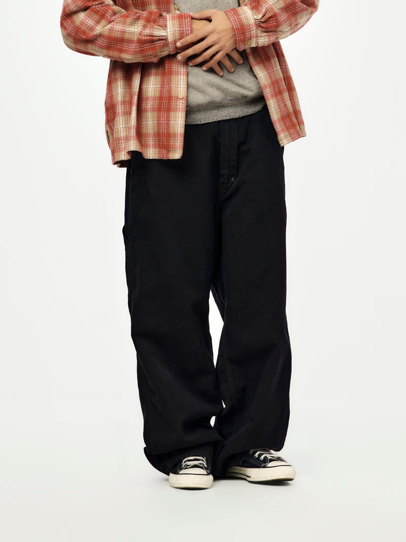 Vintage Silk Hemp Painter Pants (BLACK) (SIS)