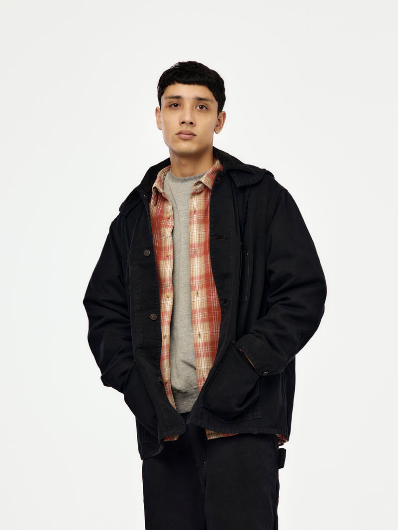 Vintage Silk Hemp Coverall Jacket (BLACK) (SIS)