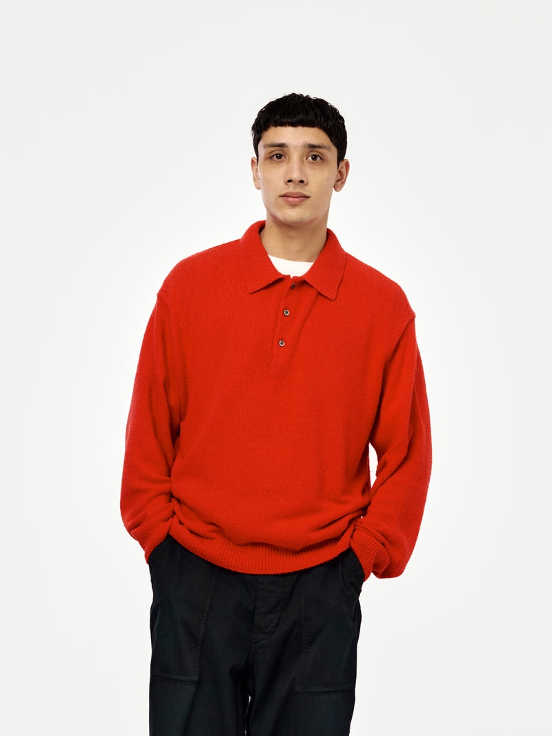 Washed Silk Nep Polo Shirt (RED) (SIS)