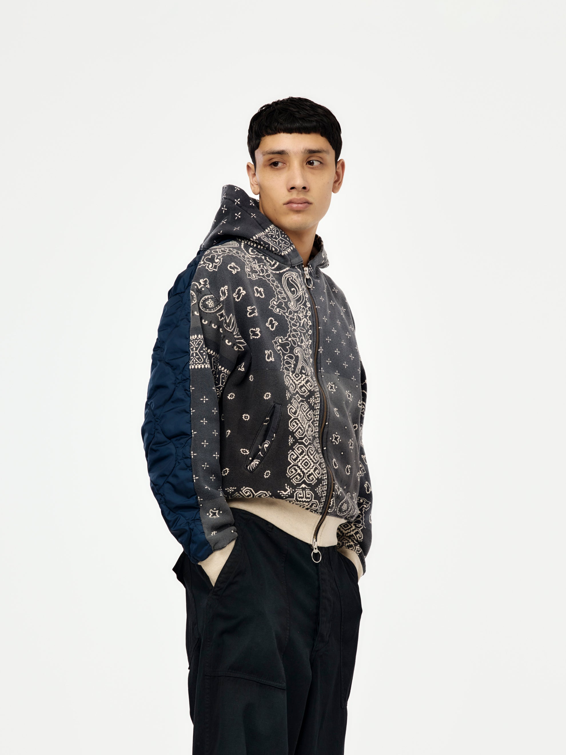Kapital SWT Knit Bandana BIVOUAC Hooded Blouson (Black) - UNION