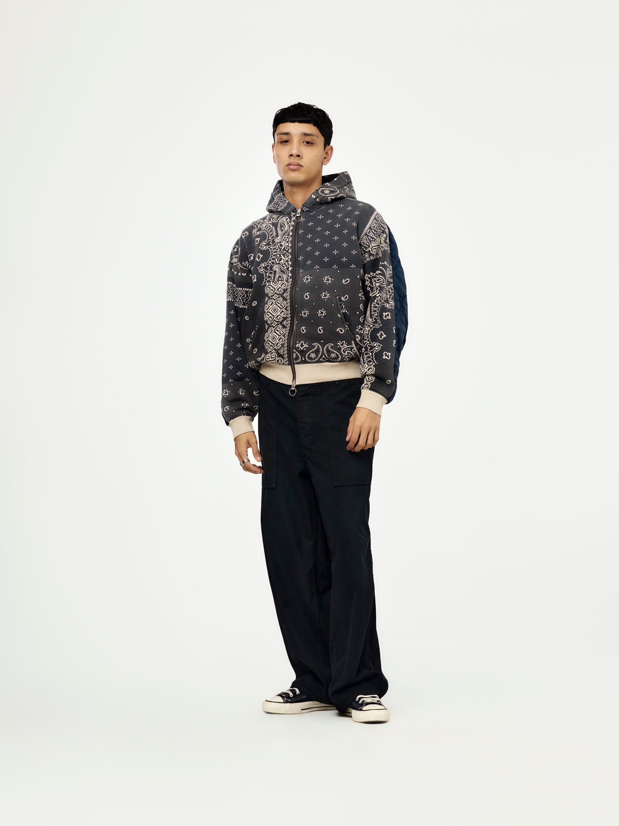 Kapital SWT Knit Bandana BIVOUAC Hooded Blouson (Black) - UNION