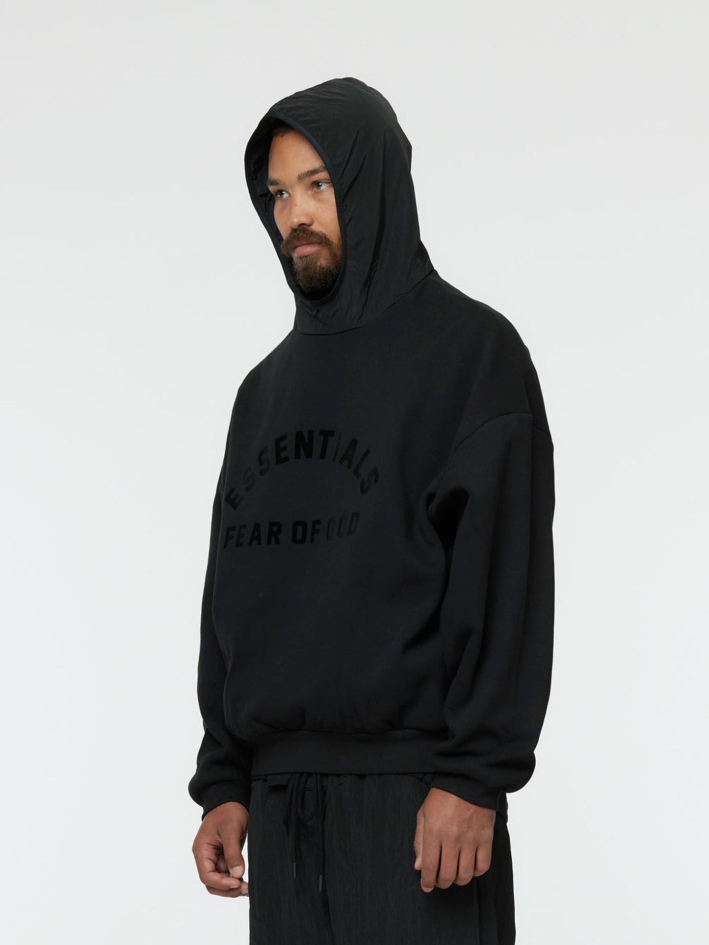 Nylon Fleece Hoodie (Jet Black)