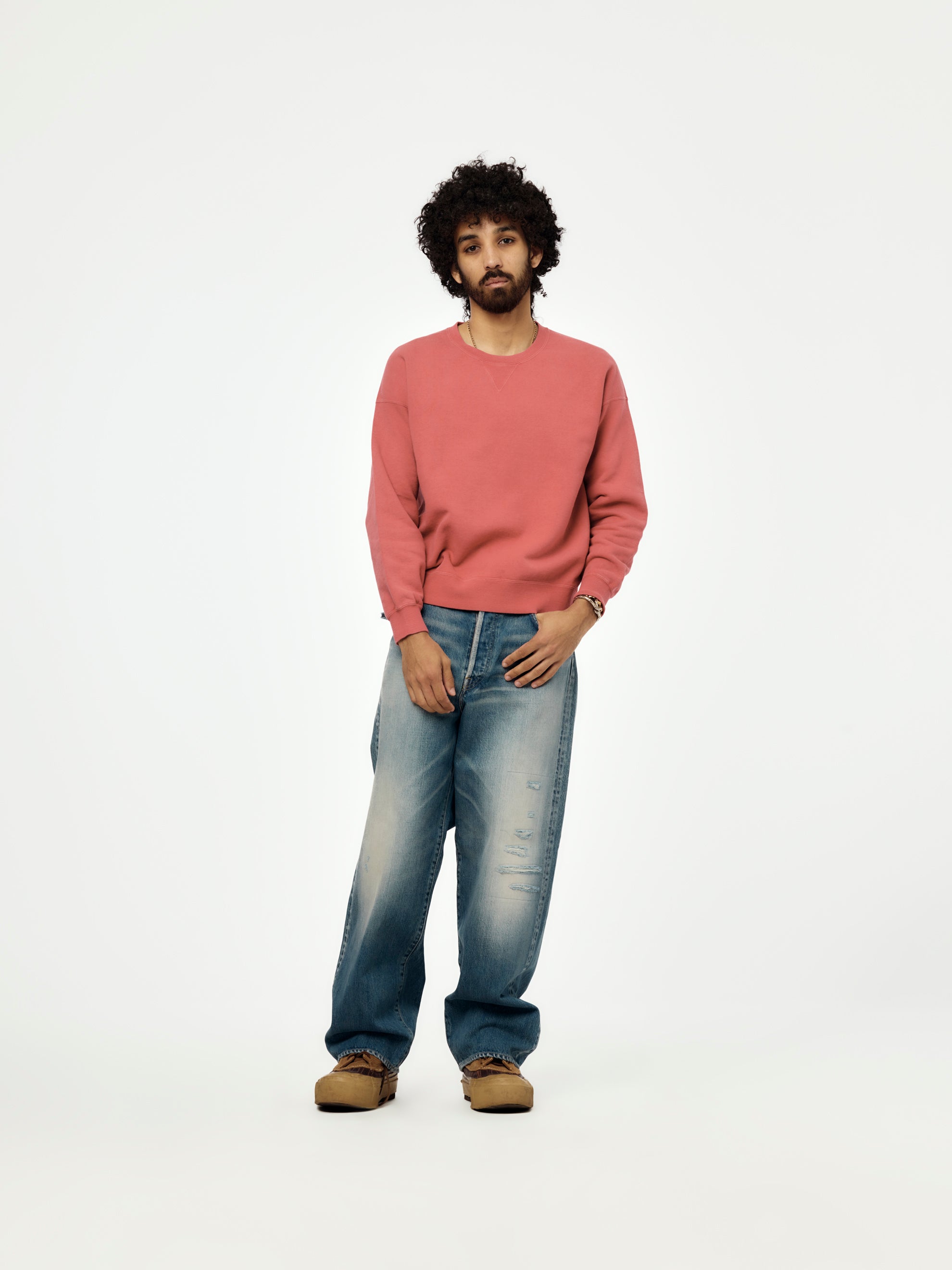 Visvim JUMBO SB SWEAT L/S (DMGD RED) - UNION LOS ANGELES