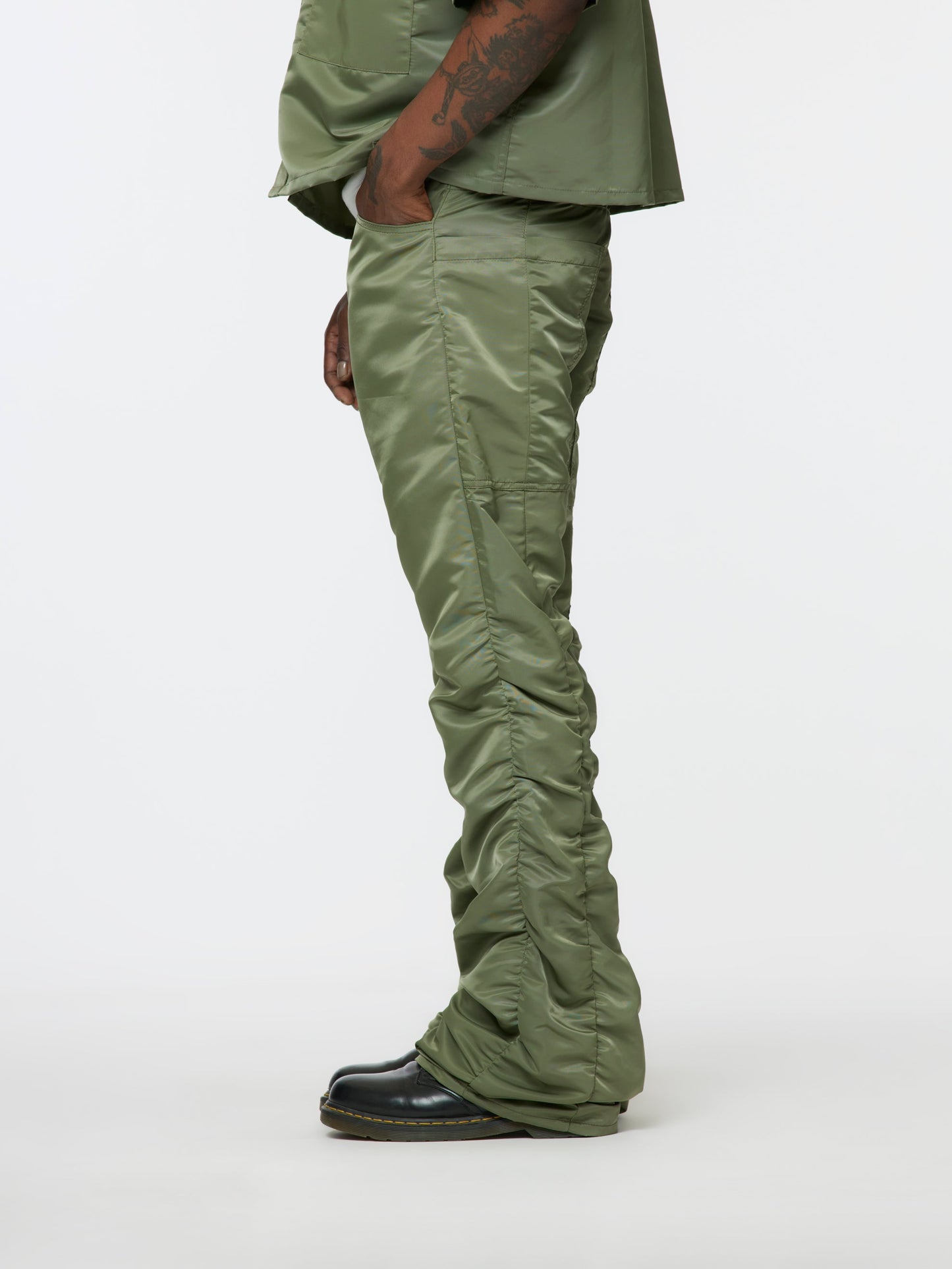 Shirred Kickflare Trousers