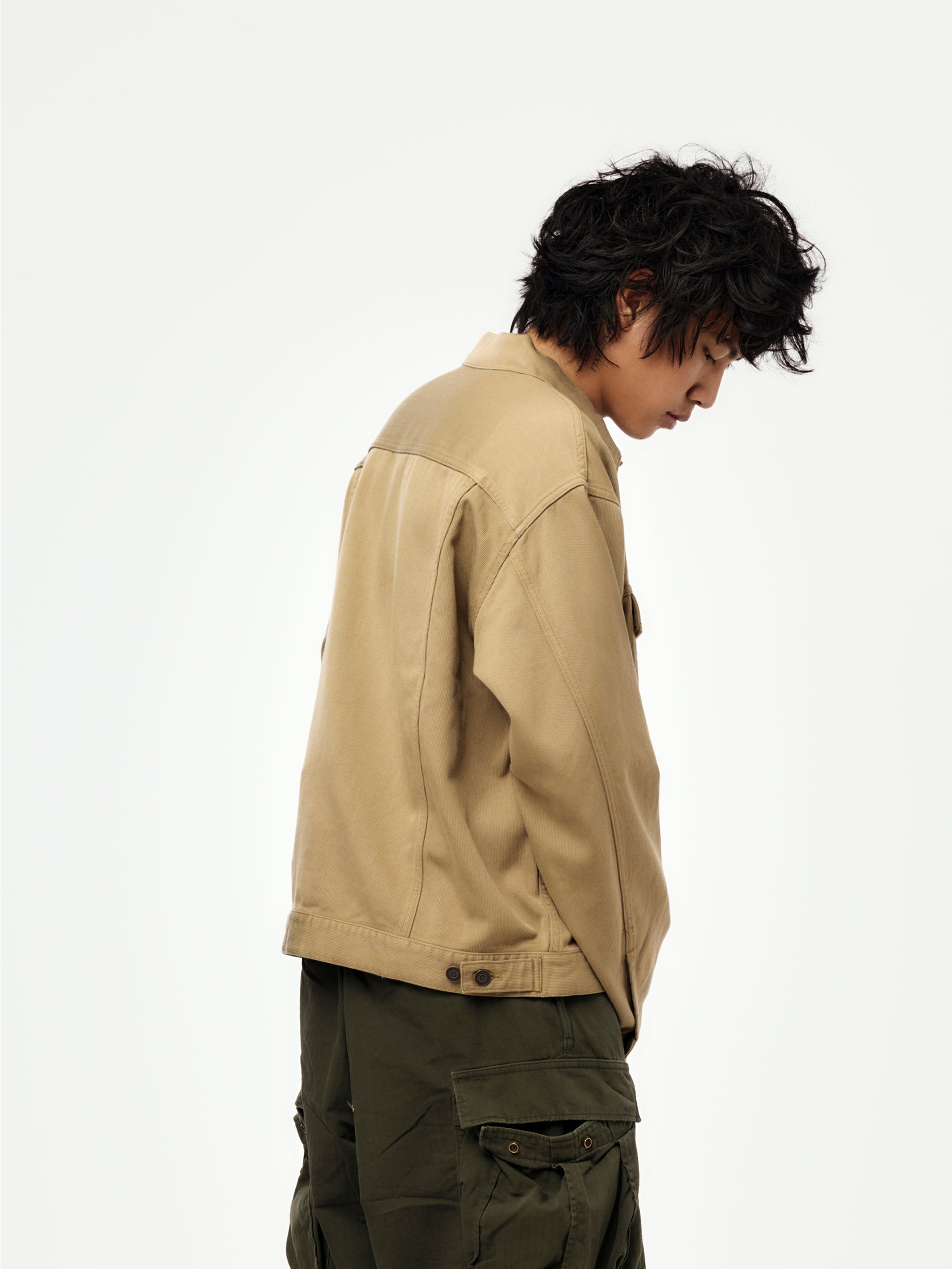 A.PRESSE A.PRESSE Washed Silk Cotton Pique 3rd Type Jacket (Beige