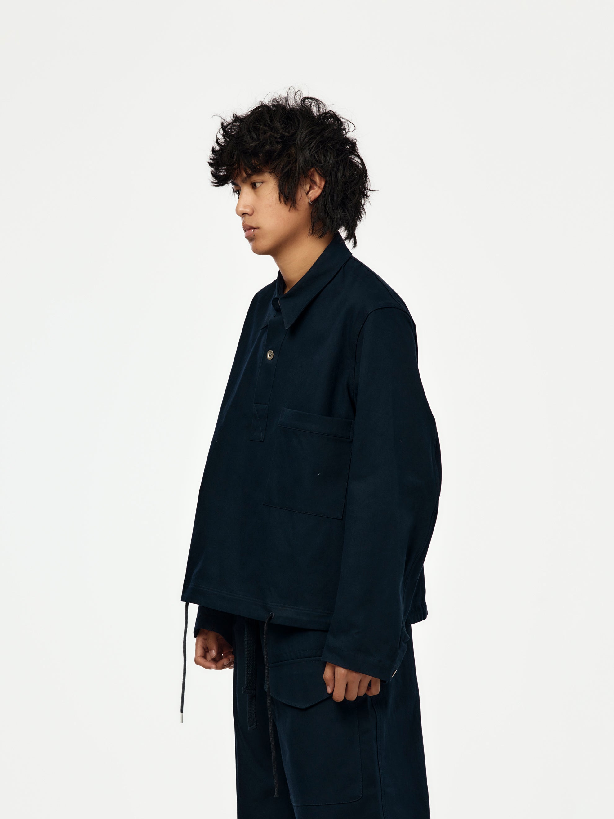 Studio Nicholson Stowe Drawcord Shirt (Indigo) - UNION LOS ANGELES