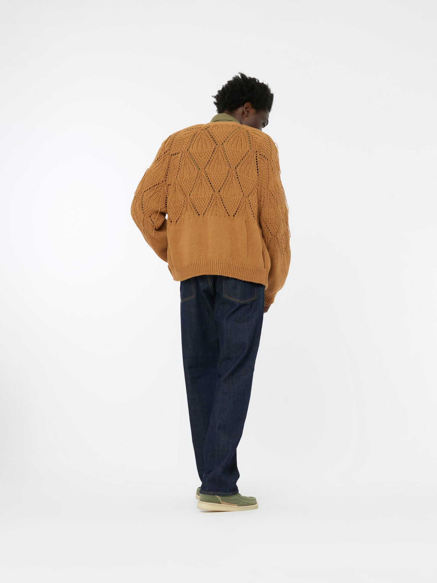 Knit 5-Button Cardigan (Brown)