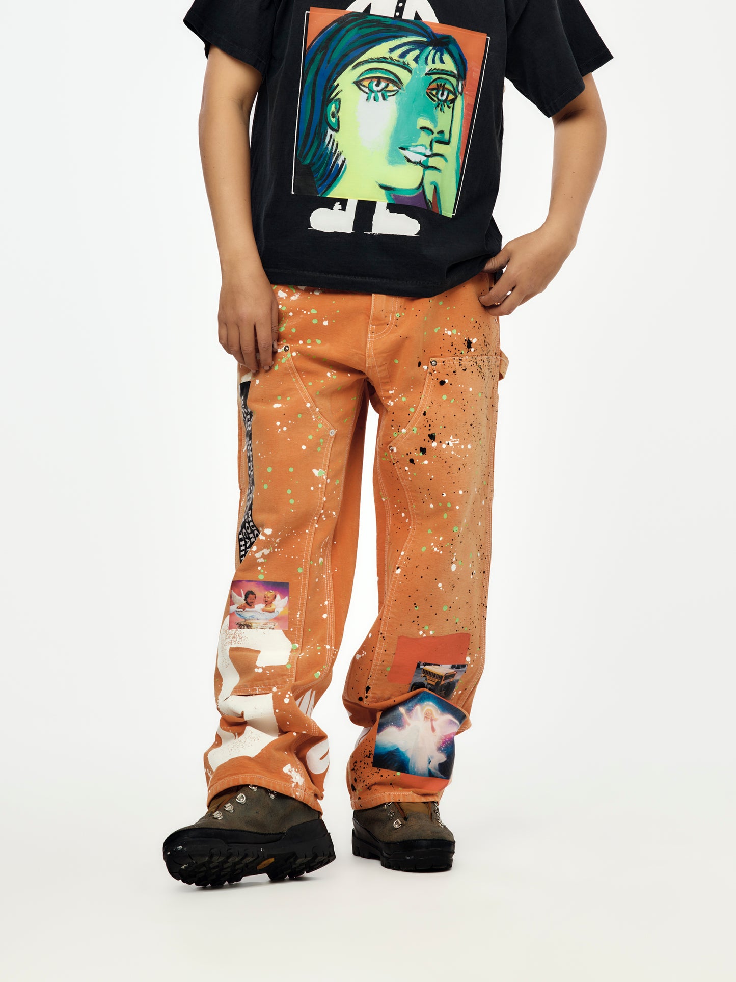 Nothing Personal Double Knee Jeans (Orange)