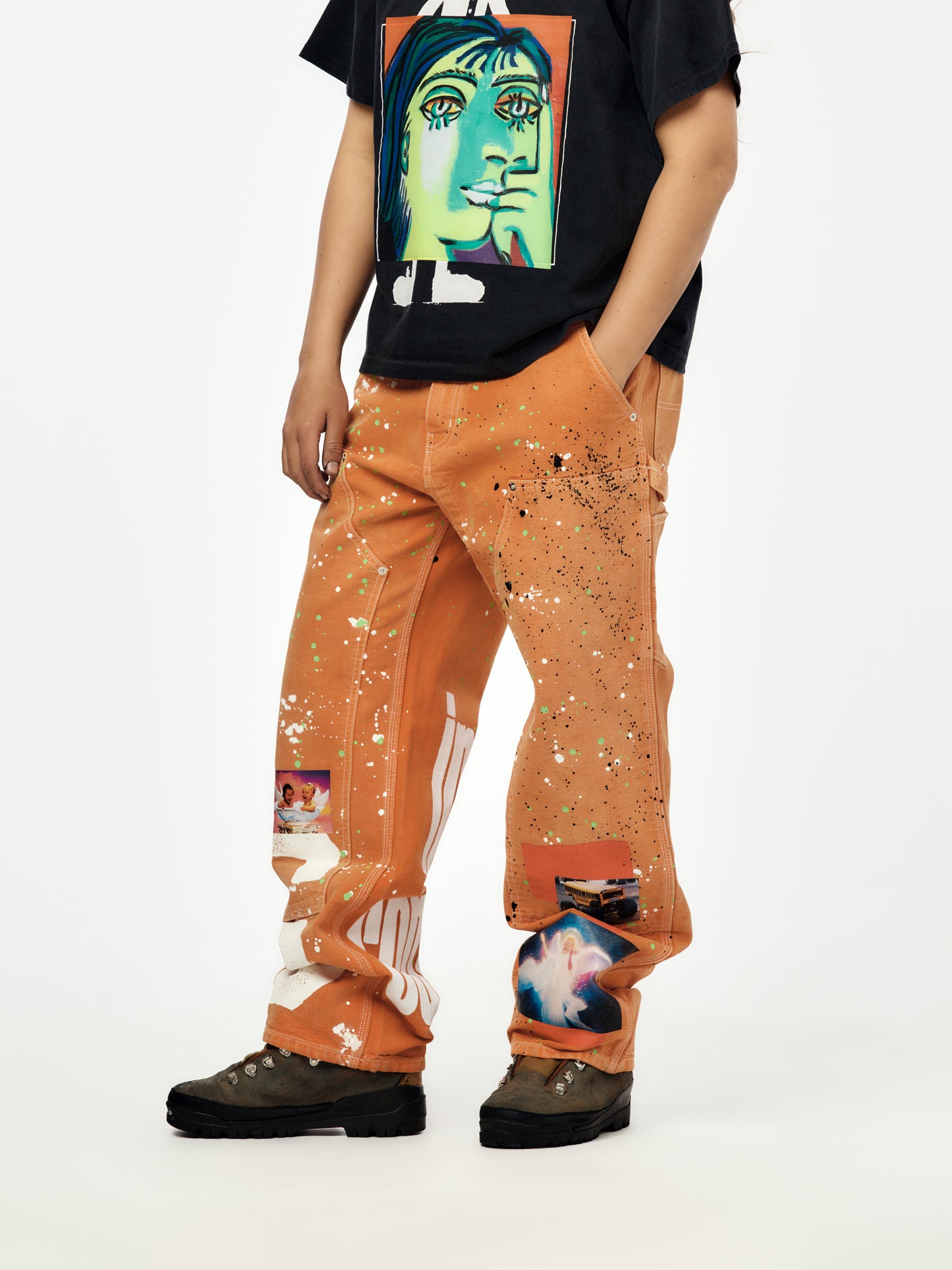 Nothing Personal Double Knee Jeans (Orange)