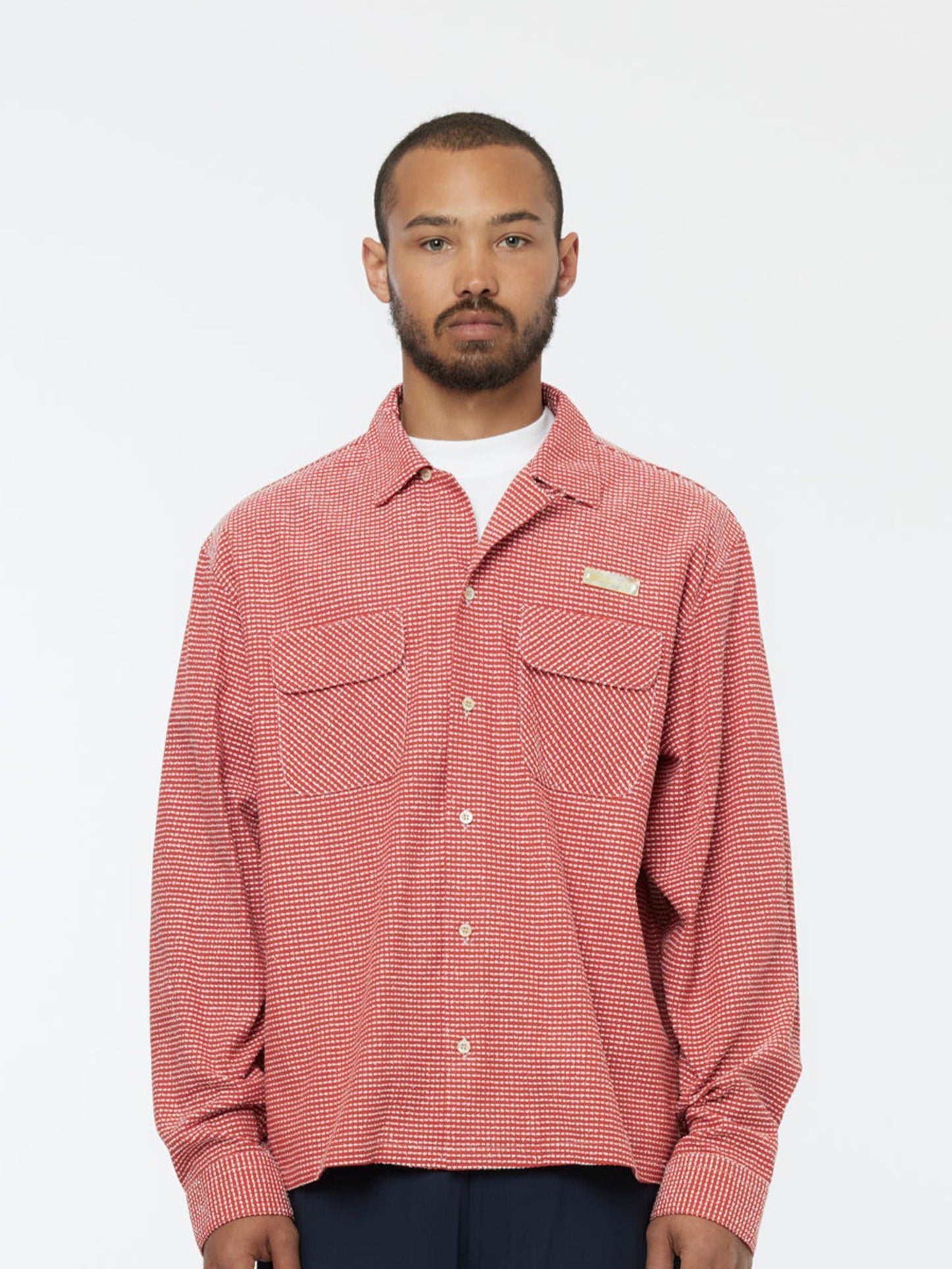 Boucle Stripe Shirt (Burgandy)