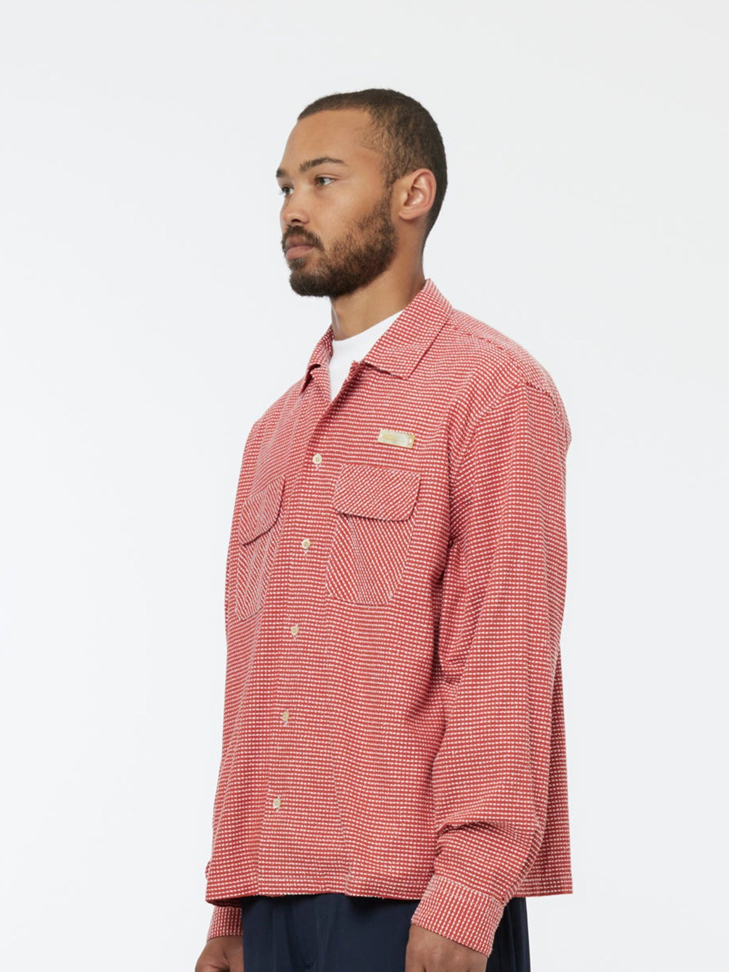 Boucle Stripe Shirt (Burgandy)