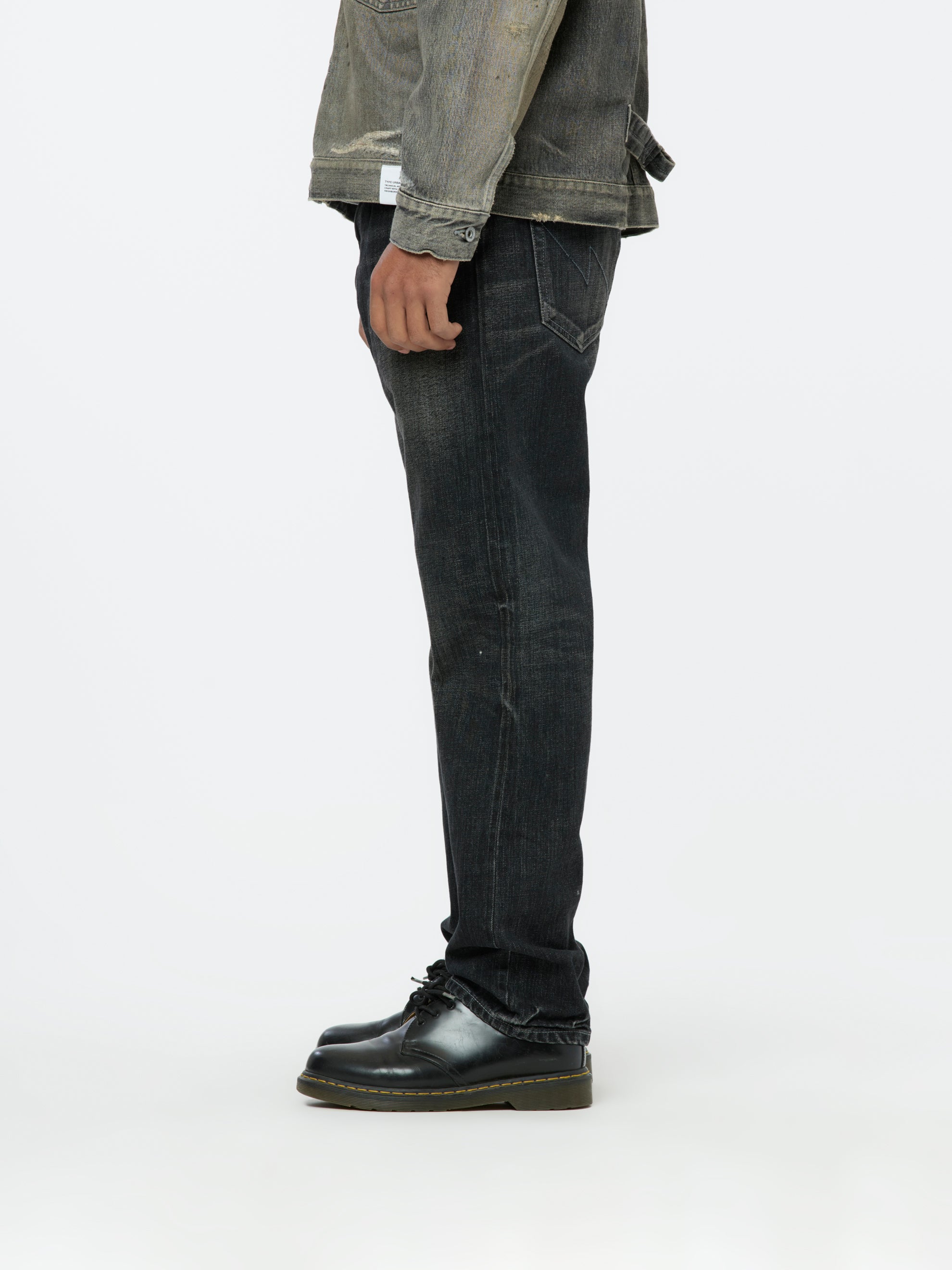 WASHED DENIM DP MID PANTS (Black)