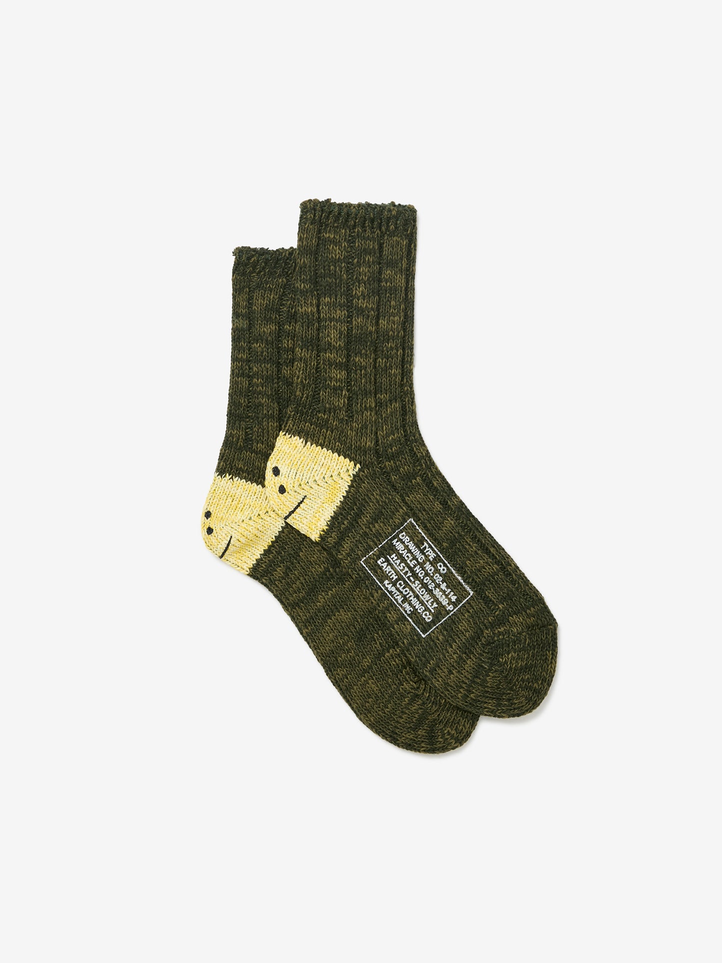 56 Yarns MA-1 RAINBOWY HAPPY HEEL Socks (Khaki)