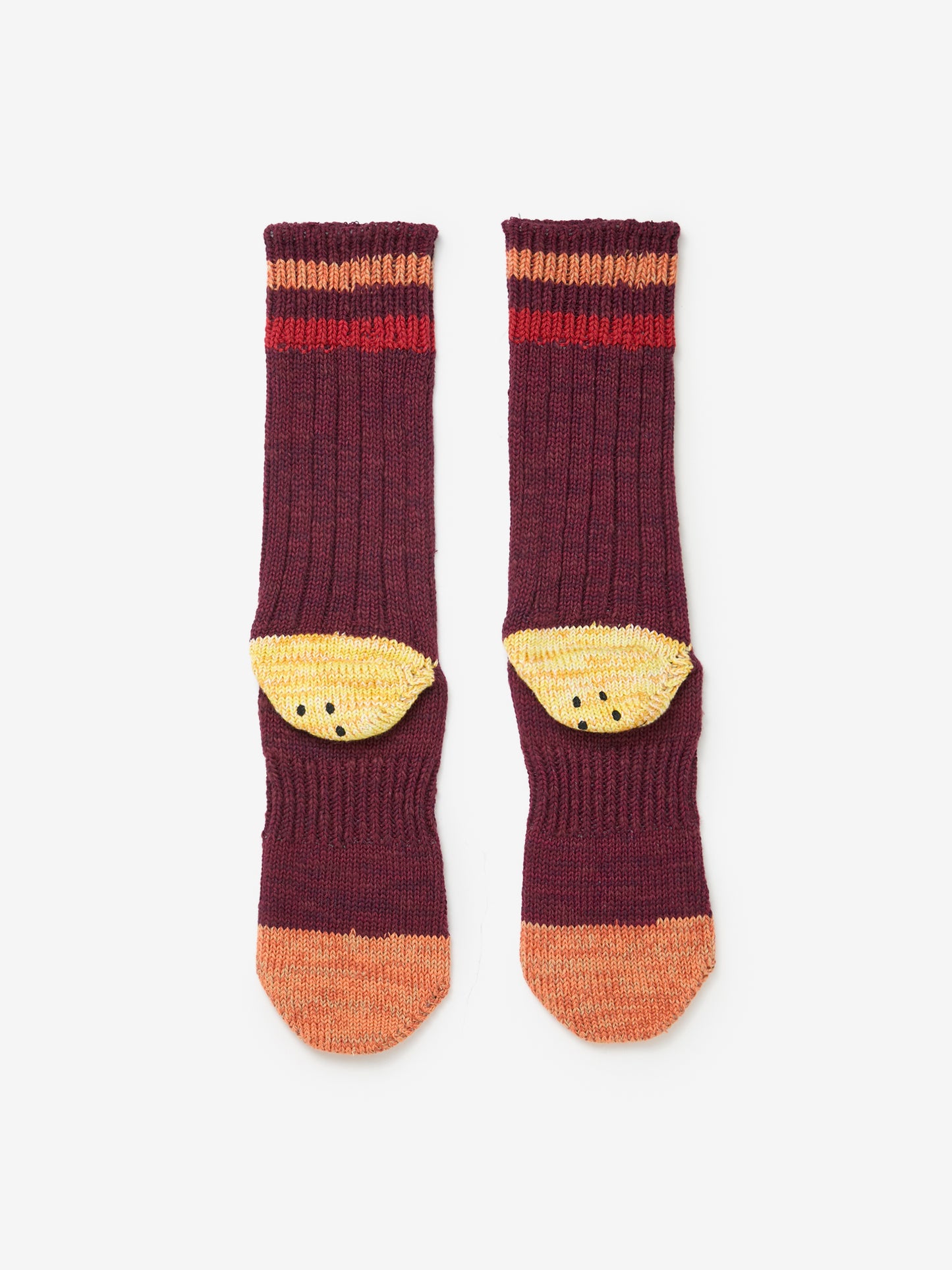 60 Yarns Grandrelle IVY RAINBOWY HAPPY Heel-Hold Socks (Burgundy)