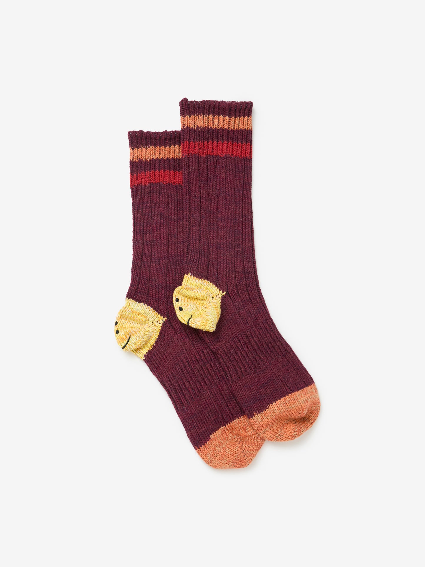 60 Yarns Grandrelle IVY RAINBOWY HAPPY Heel-Hold Socks (Burgundy)
