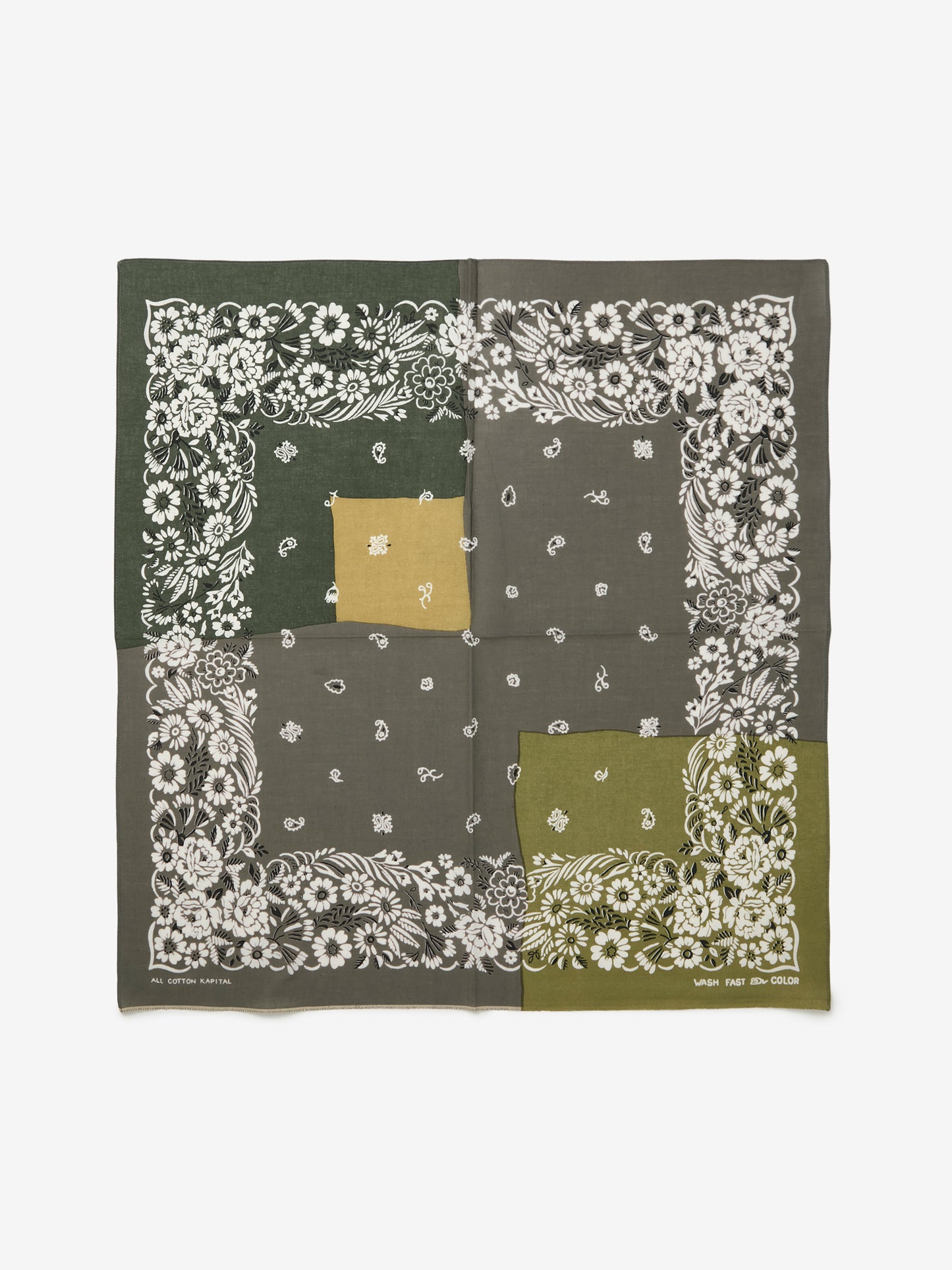 Fastcolor Selvedge GARDEN Patchwork Bandana (KHAKI)