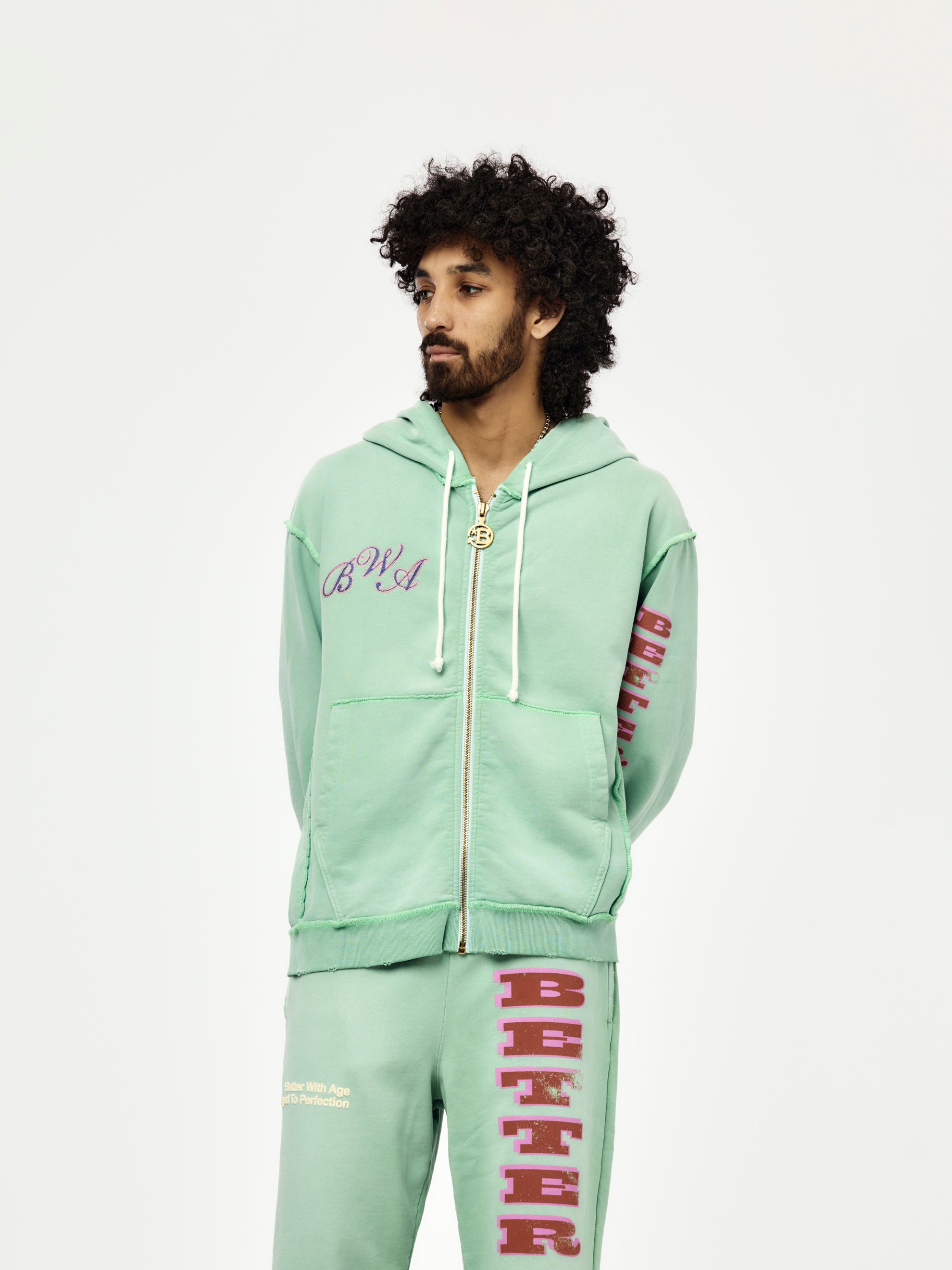 Better With Age Magic Zip-Up Hoodie (Sage) - UNION LOS ANGELES