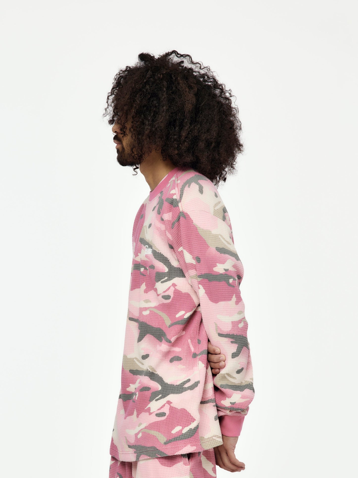 Cactus Flower Camo Waffle Longsleeve T-Shirt (Cactus Flower)