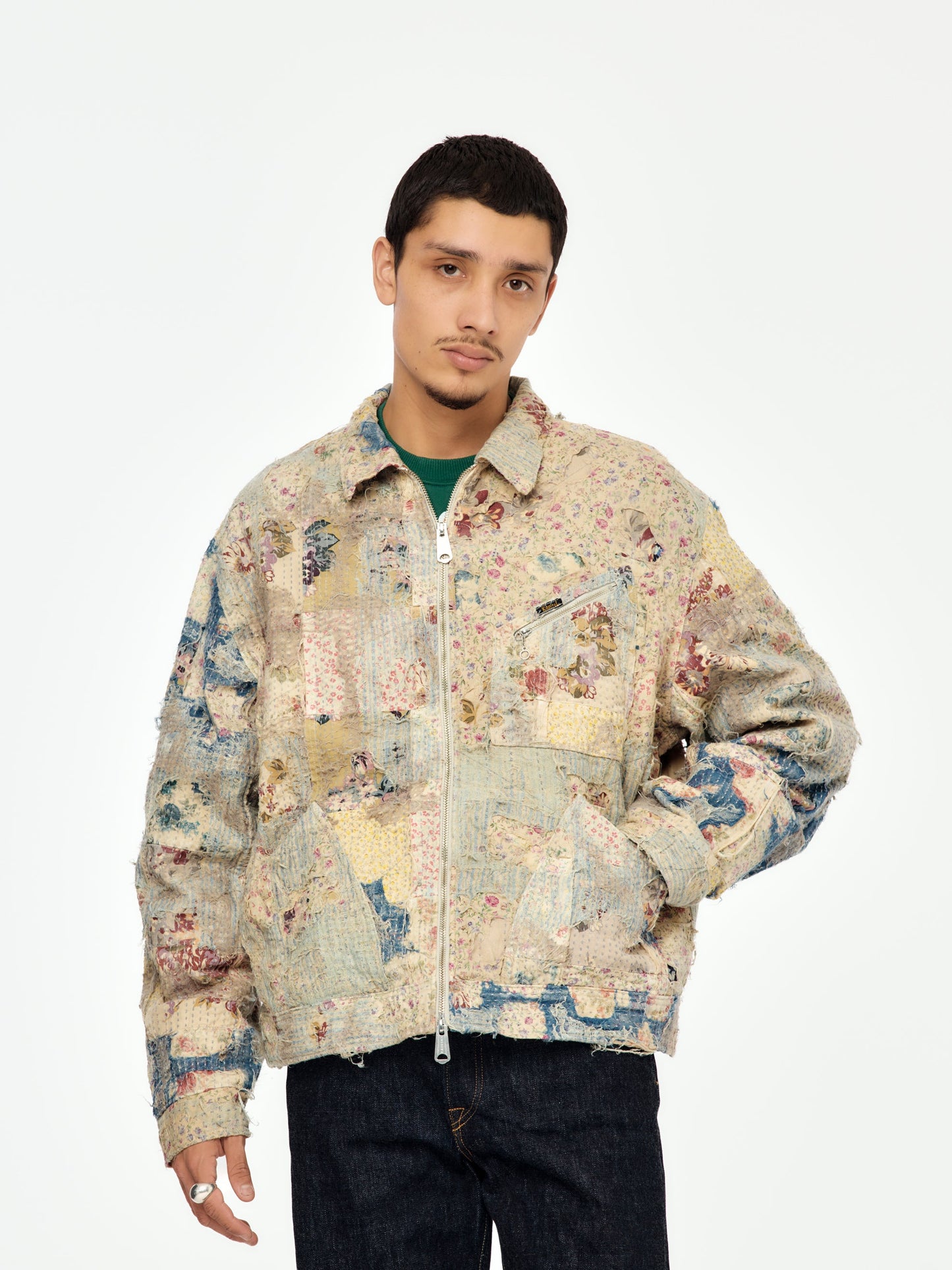Champetre BORO ZIP UP Blouson (Virgin Mary) (Gray Beige)