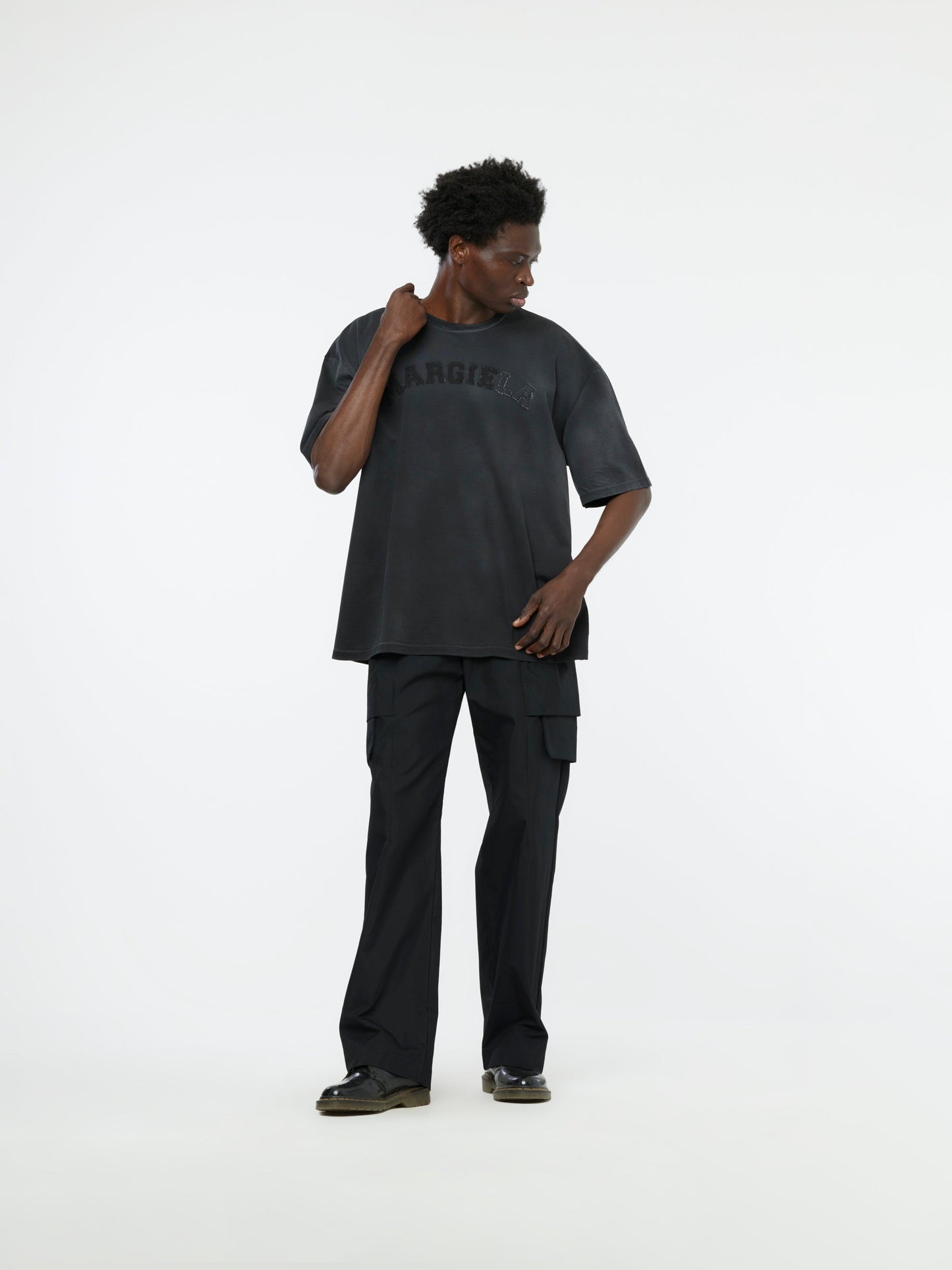 Faded Block Letter Tee (Washed Black)