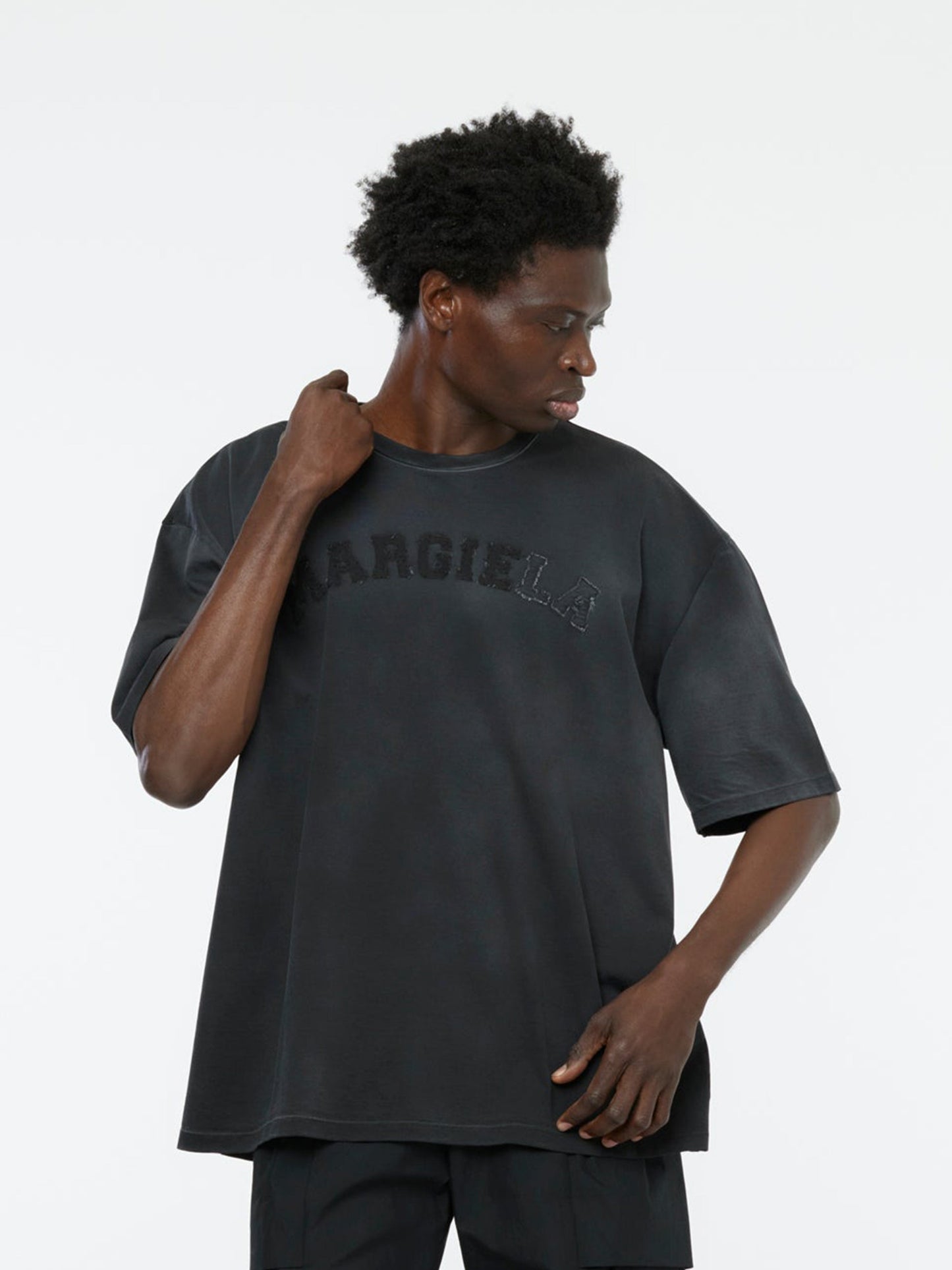 Faded Block Letter Tee (Washed Black)