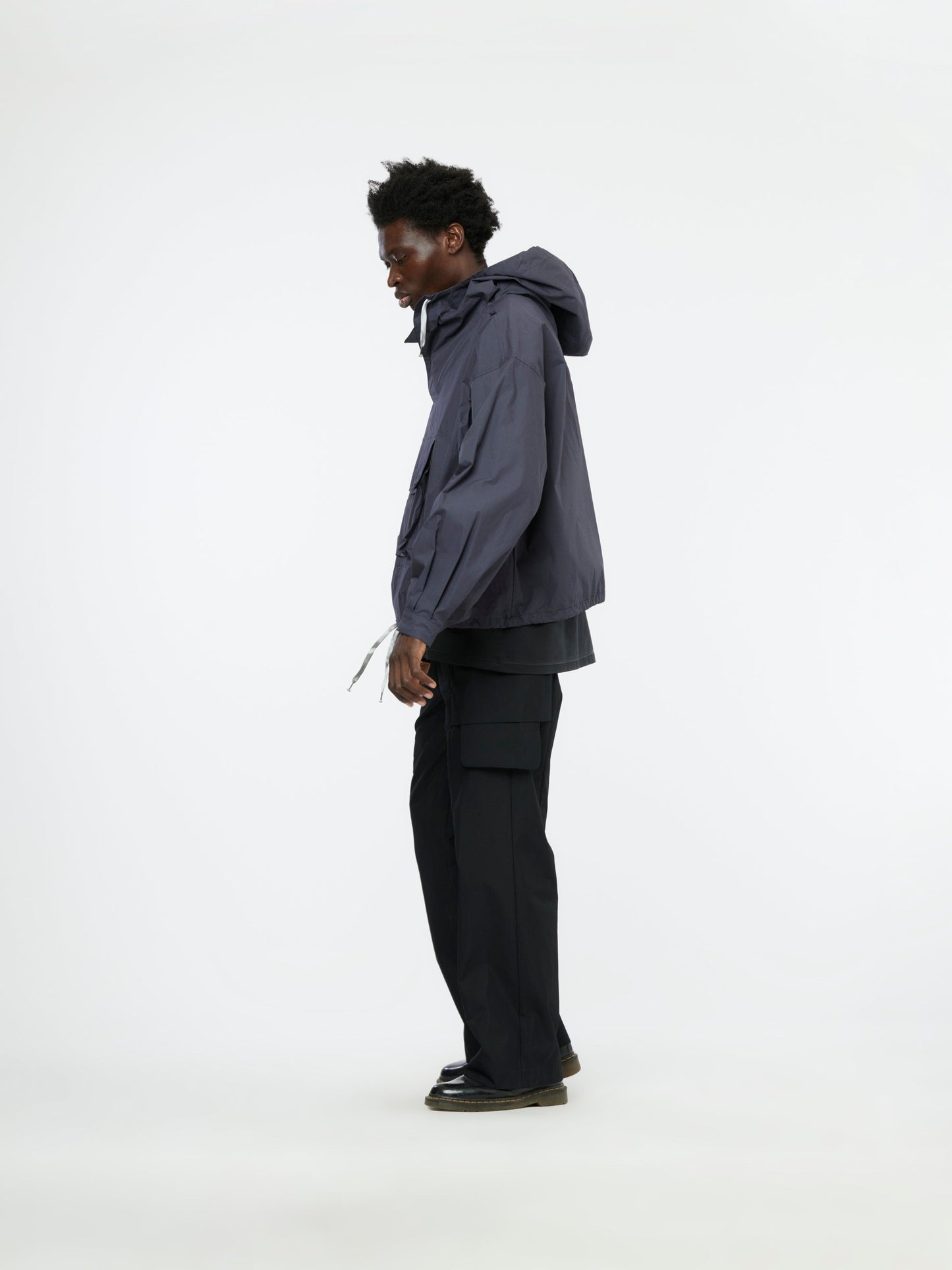 Hooded Pullover Sports Jacket (Washed Black)
