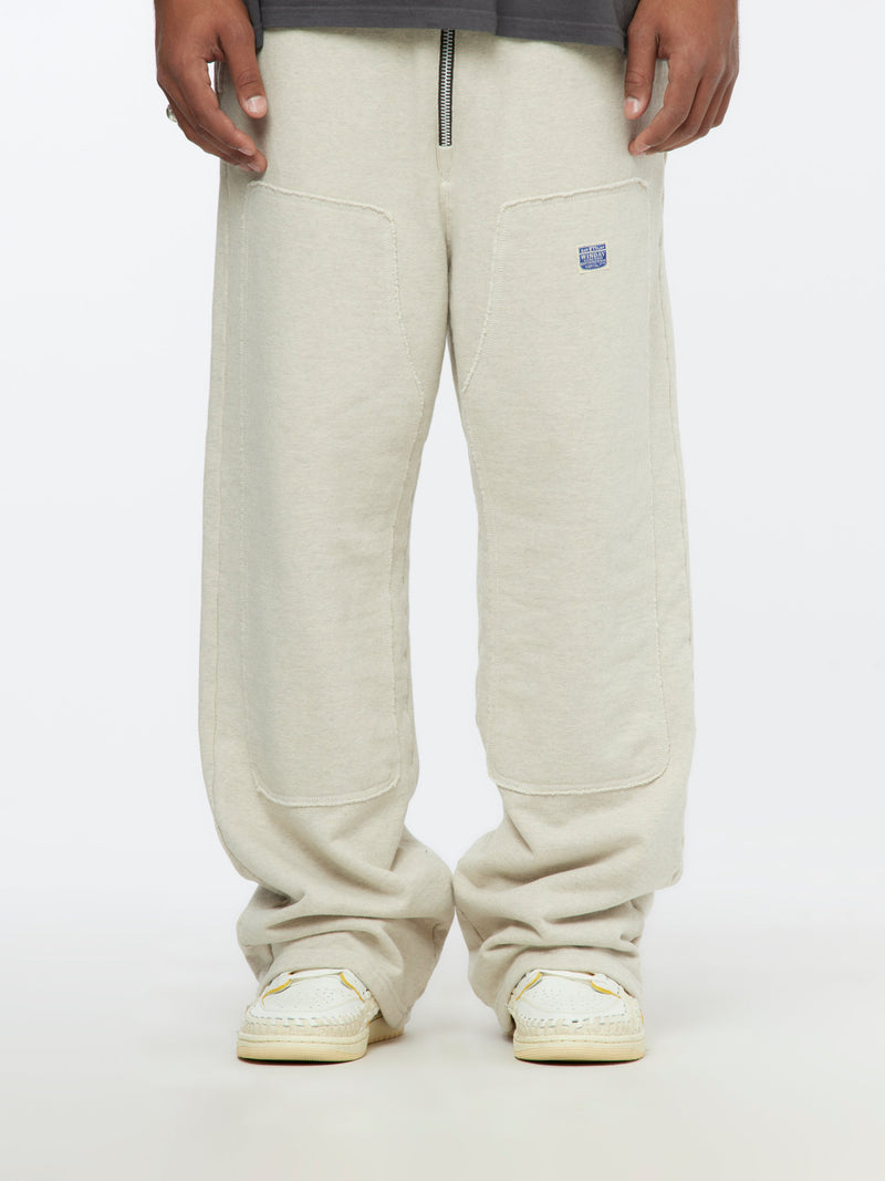 Zipper Knit W-Knee Sweatpants (Ecru)
