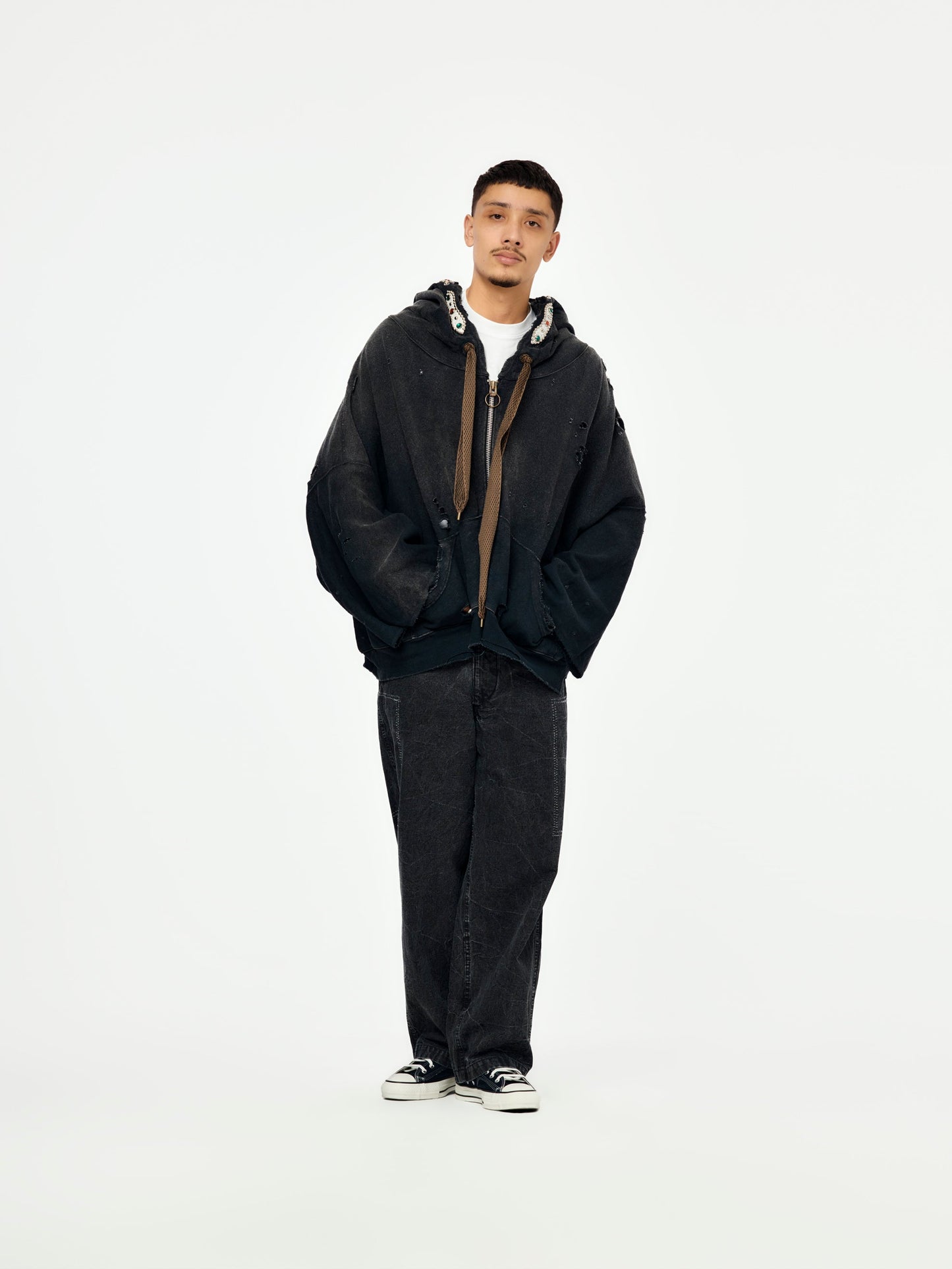 Thriller Damage Devil Hoodie Blouson SWT Knit (Studs Remake/Black)