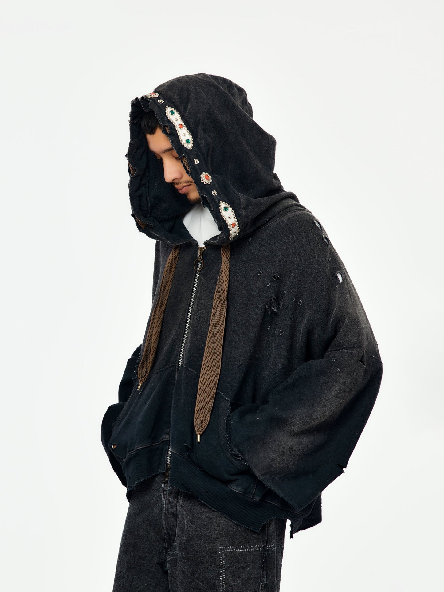 Thriller Damage Devil Hoodie Blouson SWT Knit (Studs Remake/Black)