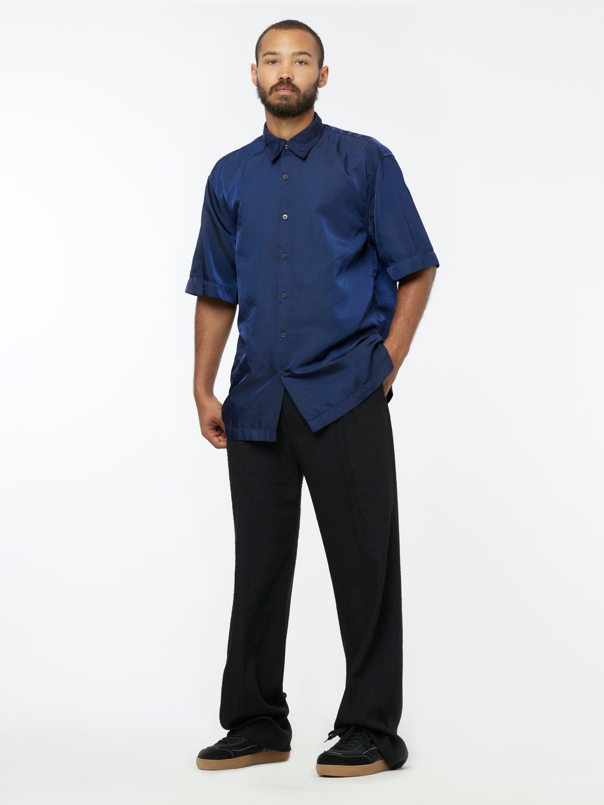 Dries Van Noten Cassidye Nylon Shirt (Navy Blue) - UNION LOS