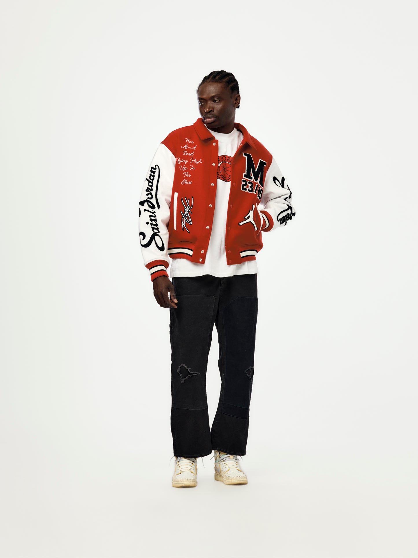 Saint Mx6 x Jordan Varsity Jacket (University Red/White/Black)