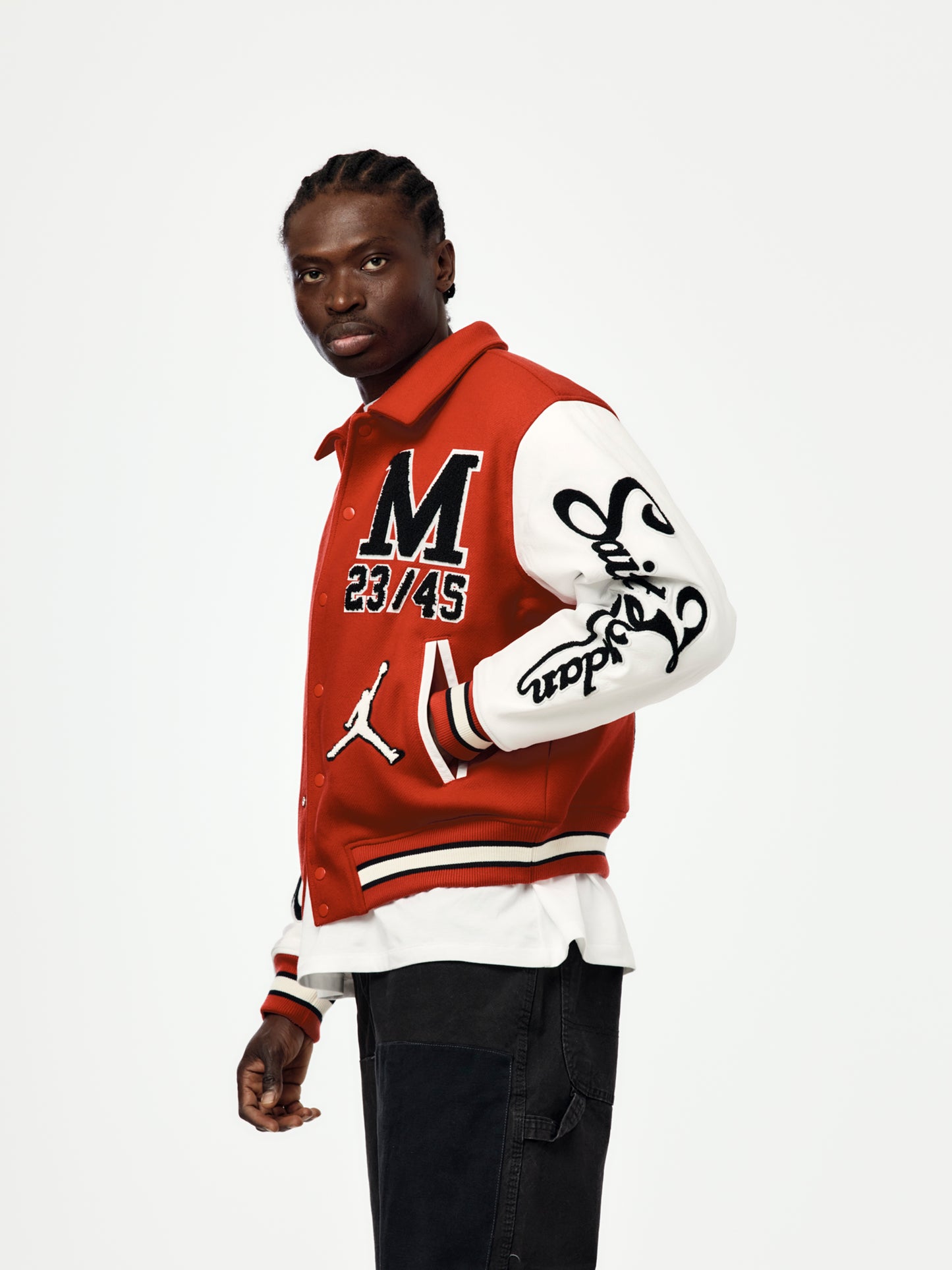 Saint Mx6 x Jordan Varsity Jacket (University Red/White/Black)