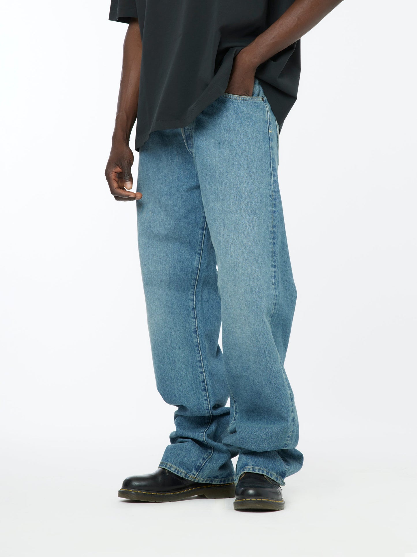 14 Oz 5 Pocket Denim Pants (Medium Blue)