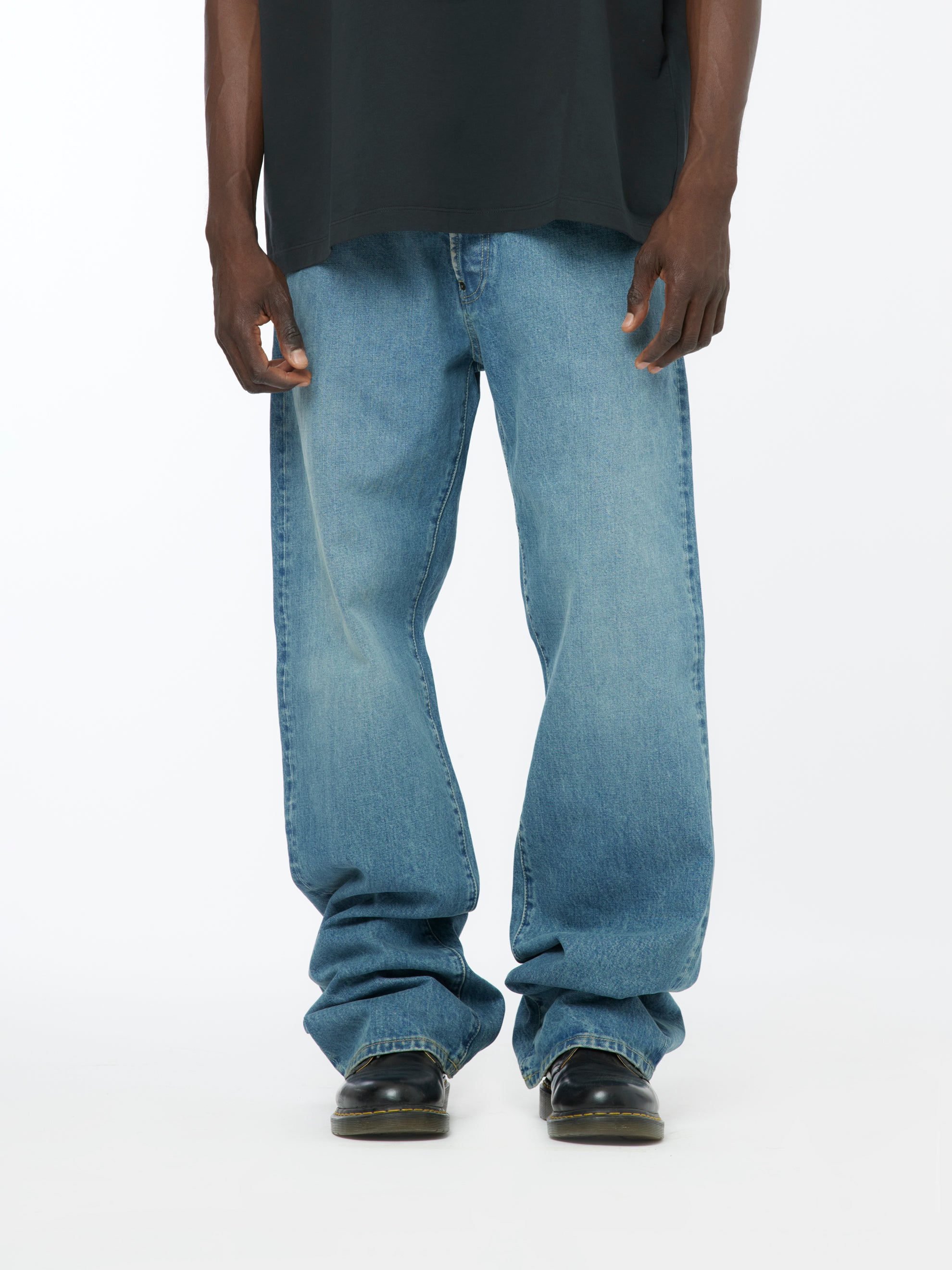 14 Oz 5 Pocket Denim Pants (Medium Blue)