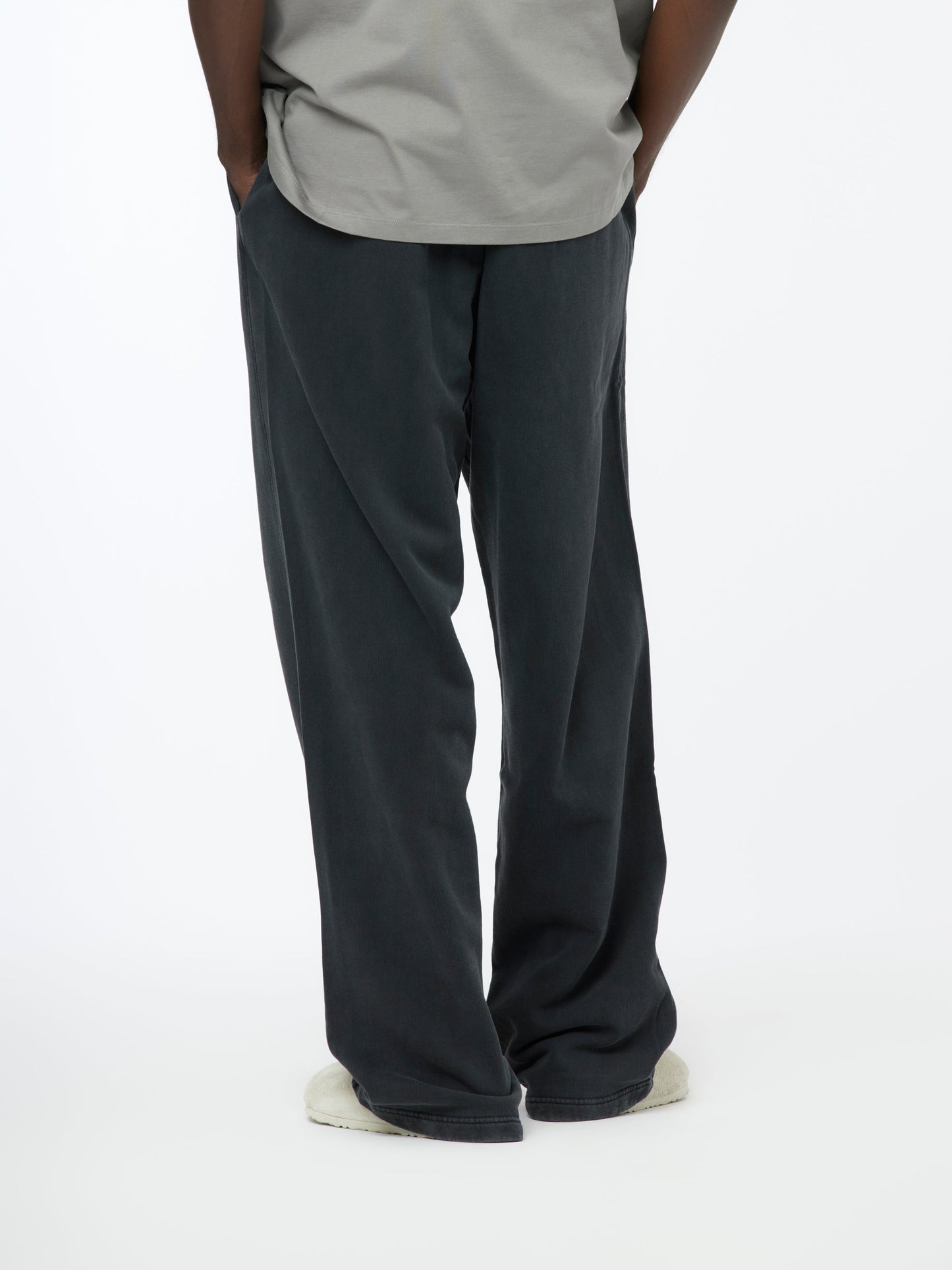 Rose Wide Leg Trackpant (Washed Black)