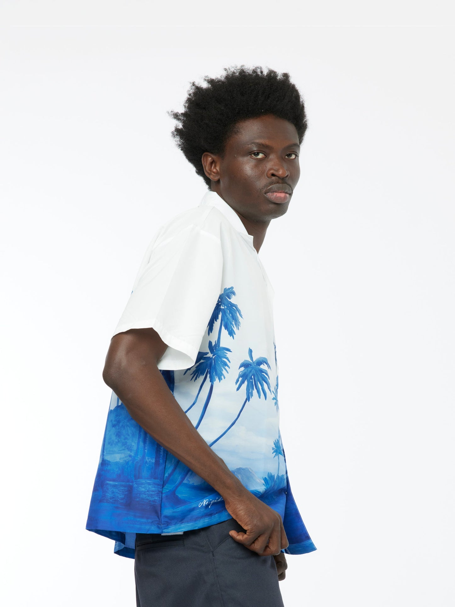 Palm Tree SS Hawaiian Shirt (Blue)