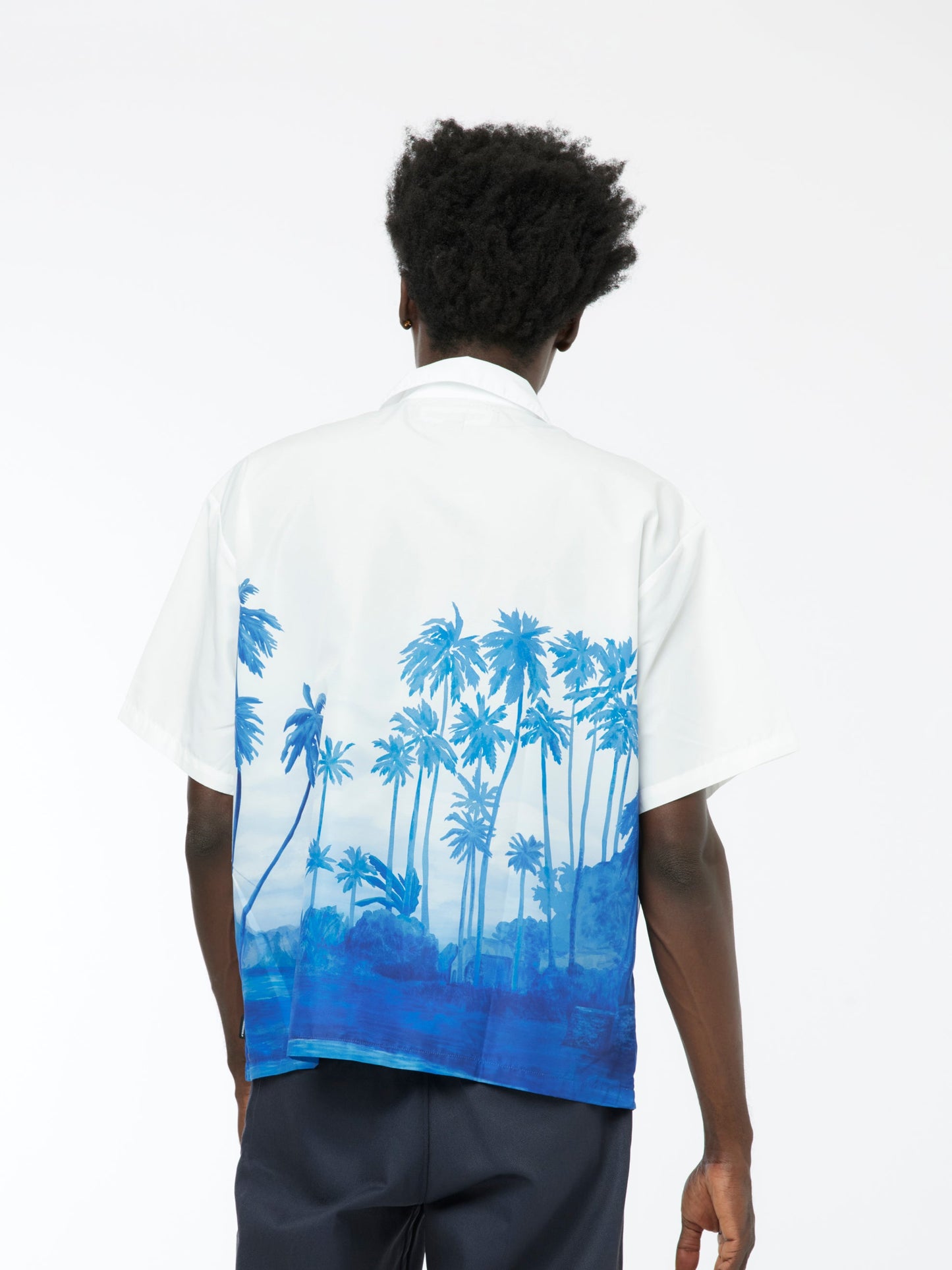 Palm Tree SS Hawaiian Shirt (Blue)